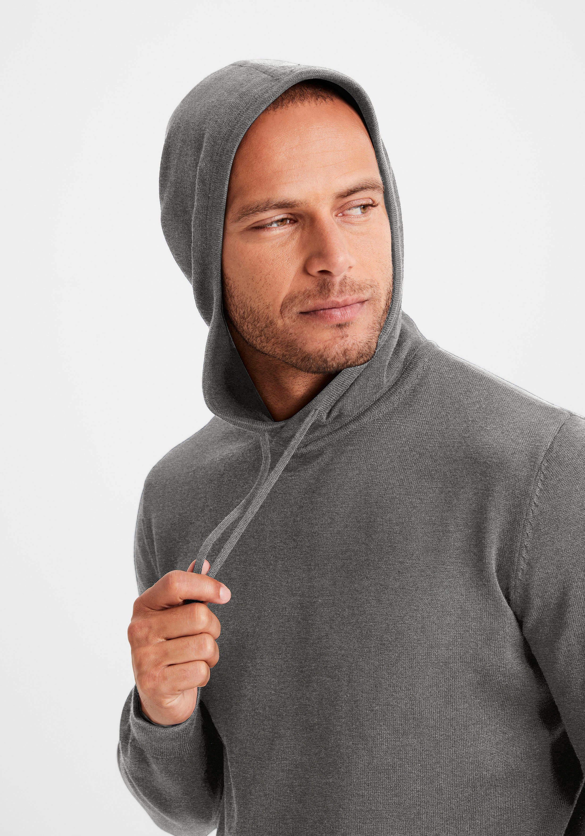 H.I.S Gebreide trui Met capuchon, regular fit Pullover met ronde hals, fijn breiwerk, katoenmix
