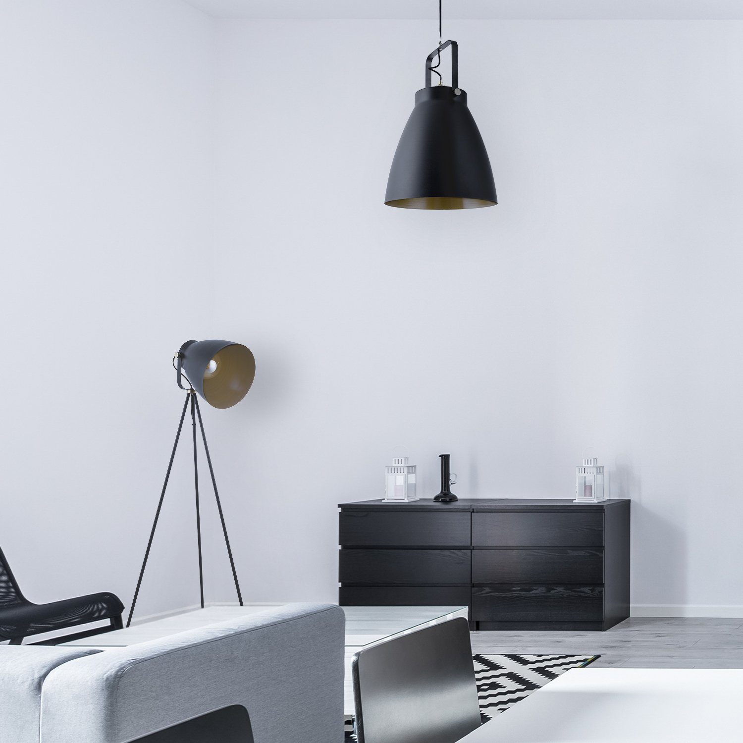 Paco Home Hanglamp BOONE PD Staande lamp modern woonkamer Industrial koplamp design E27