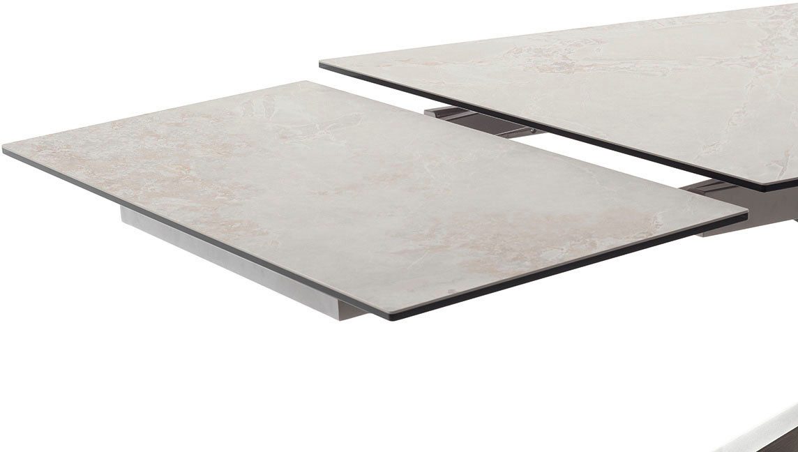 MCA furniture Eettafel TESERO uitschuifbare tafel 200-300 cm Keramiek, roestvrij staal, marmer-look, uittrekbaar, belastbaar tot 100 kg, 10-12 personen