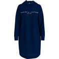 tommy hilfiger sweatjurk regular hilfiger hoodie dress ls met tommy hilfiger lineair logo-opschrift blauw