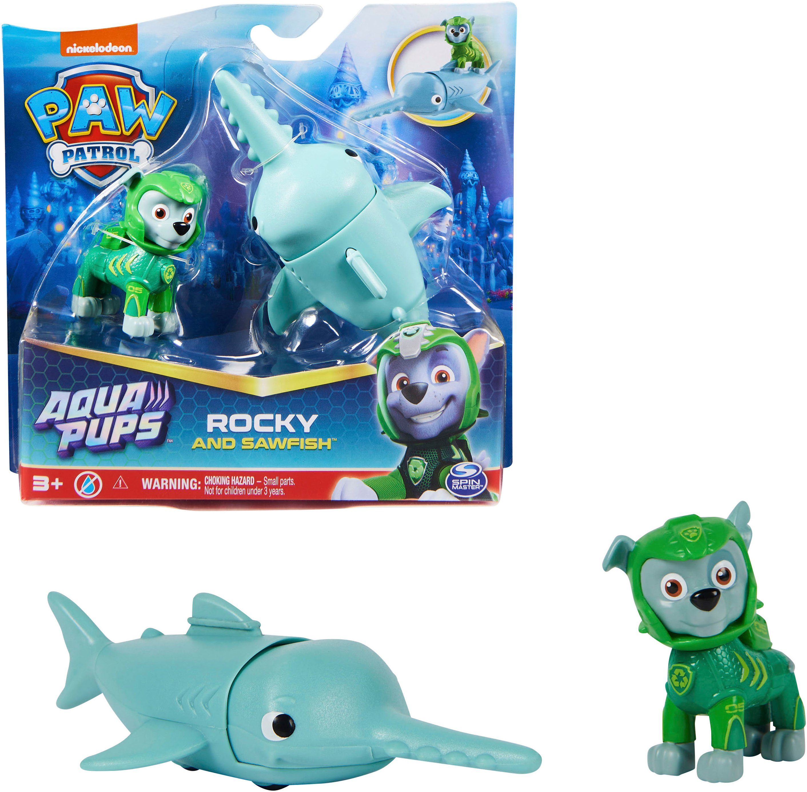 Spin Master Speelfiguur Paw Patrol - Aqua Pups - Hero Pups Solid Rocky (set)