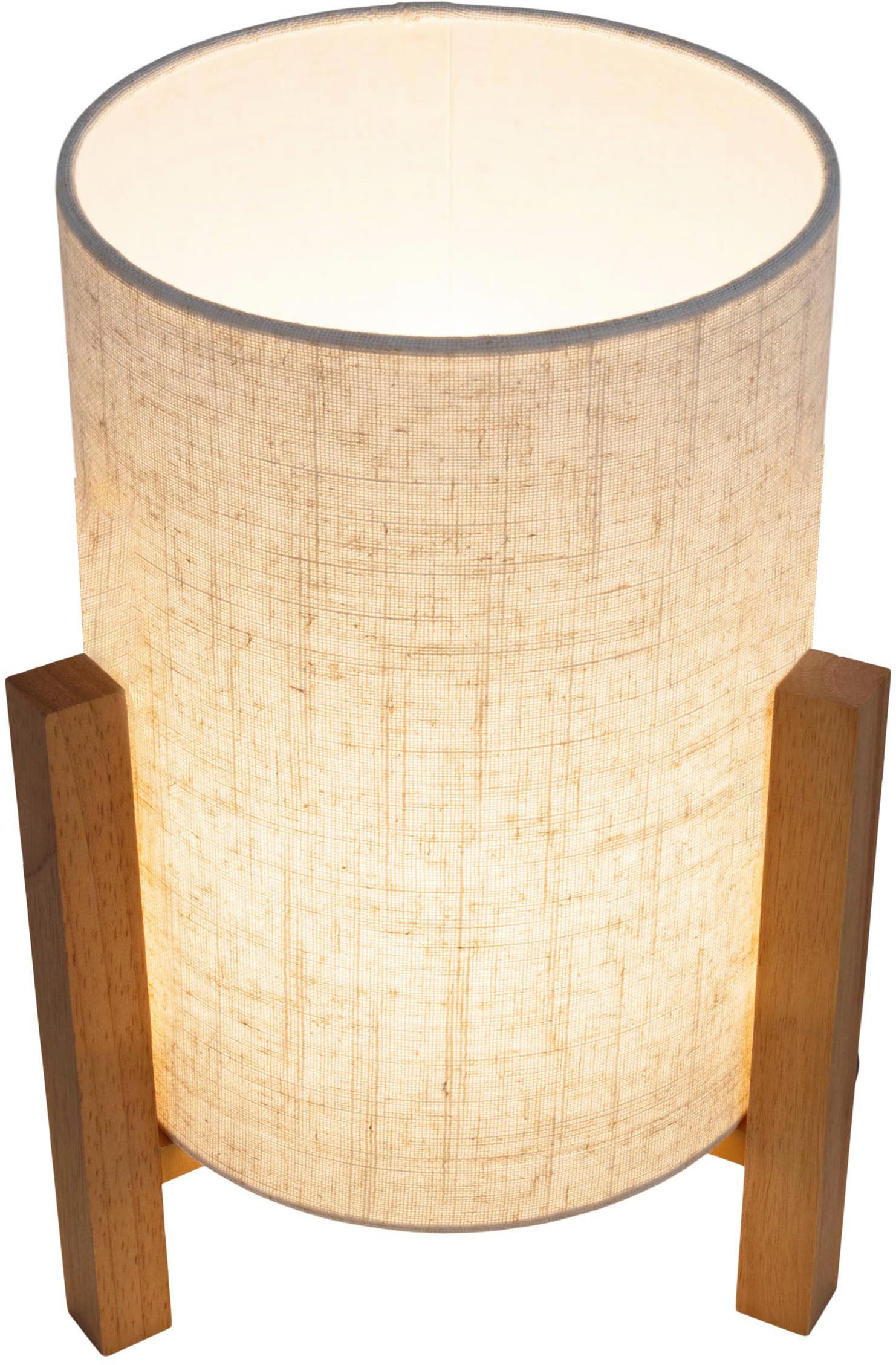 näve Tafellamp Matida 1xe27 excl., houten frame, textielkap natuur, h: ca. 52cm, d: ca. 22cm (1 stuk)