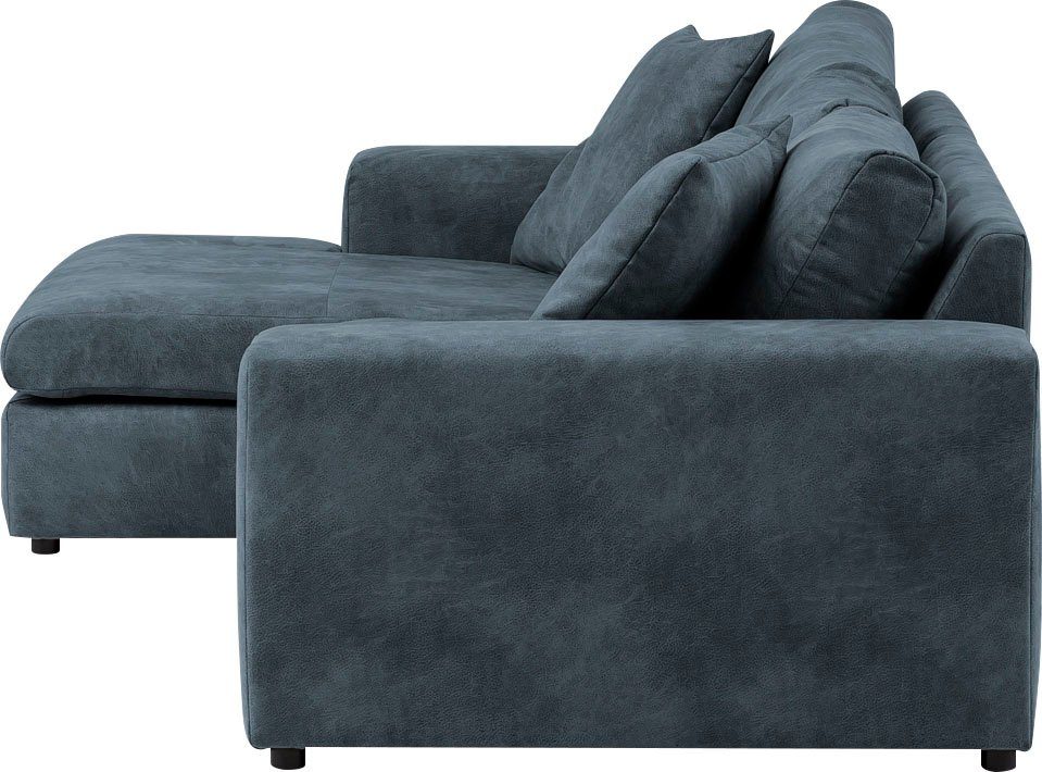 andas Hoekbank SLEETLAND XXL van fluweel of in vintage leer-look, L-model,