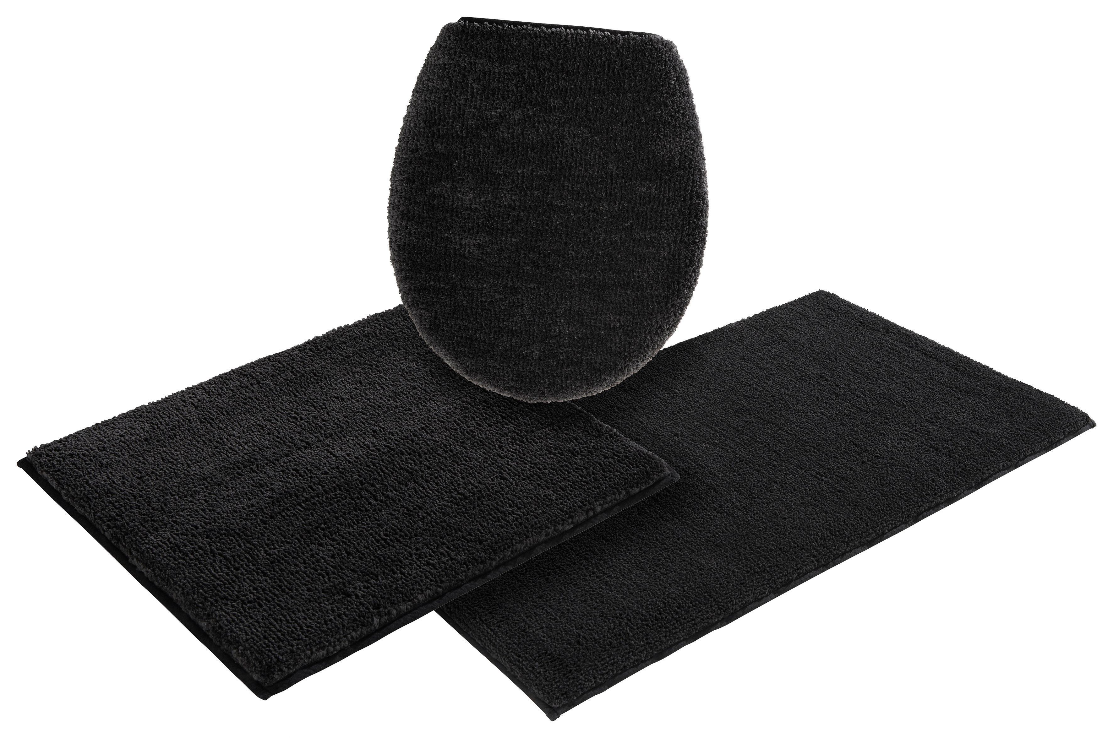 my home Badmat Vanessa, badmat, badkamer tapijt badmatten maat 3-delige set voor hangend toilet zwart