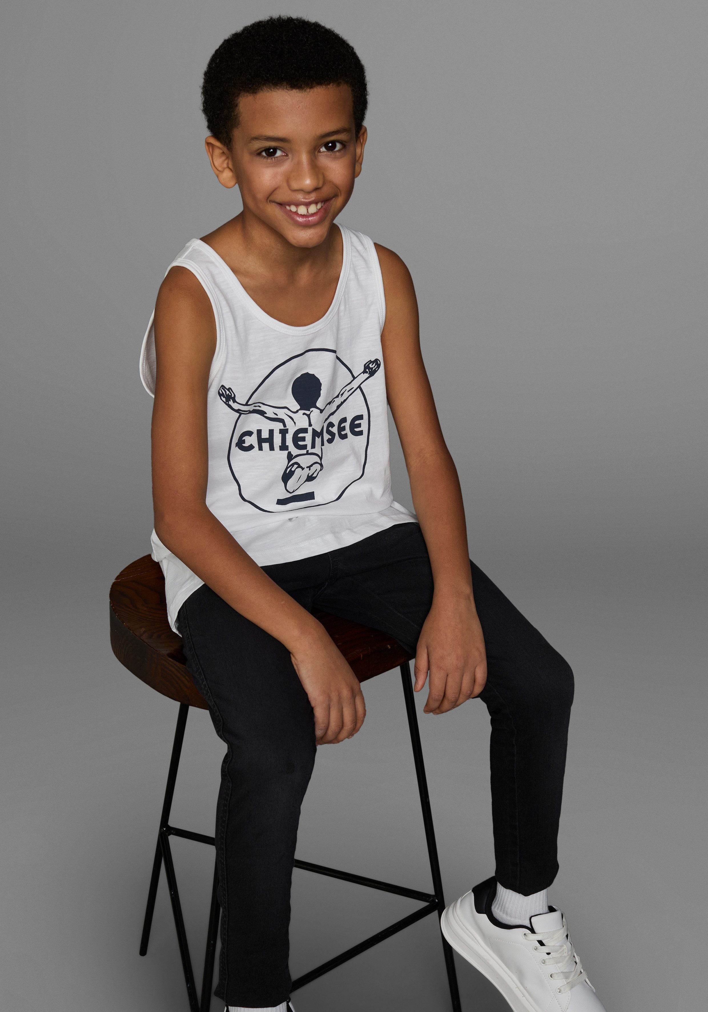 Chiemsee Tanktop Basic met logoprint in contrast