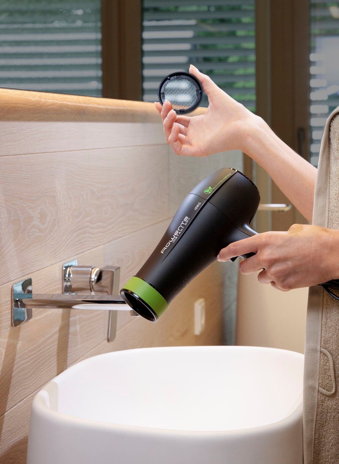 Rowenta Haardroger Eco Intelligence Instant Dry, luchtstroom-booster, lange kabel 1,8 m,
