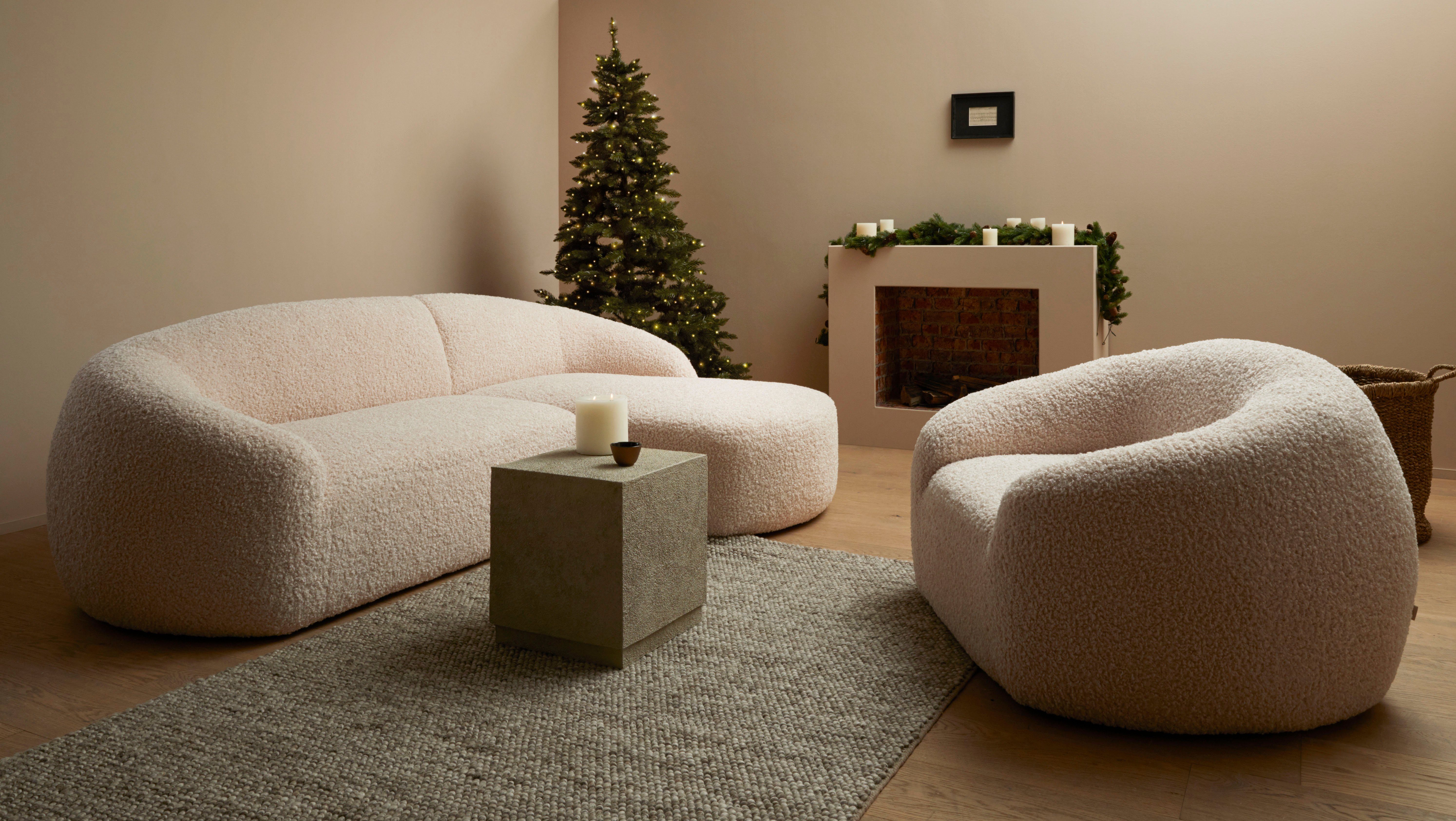 LeGer Home by Lena Gercke Hoekbank YANI, L-vorm, designbank, organische vorm, afmetingen B/D/H: 255/170/81 cm