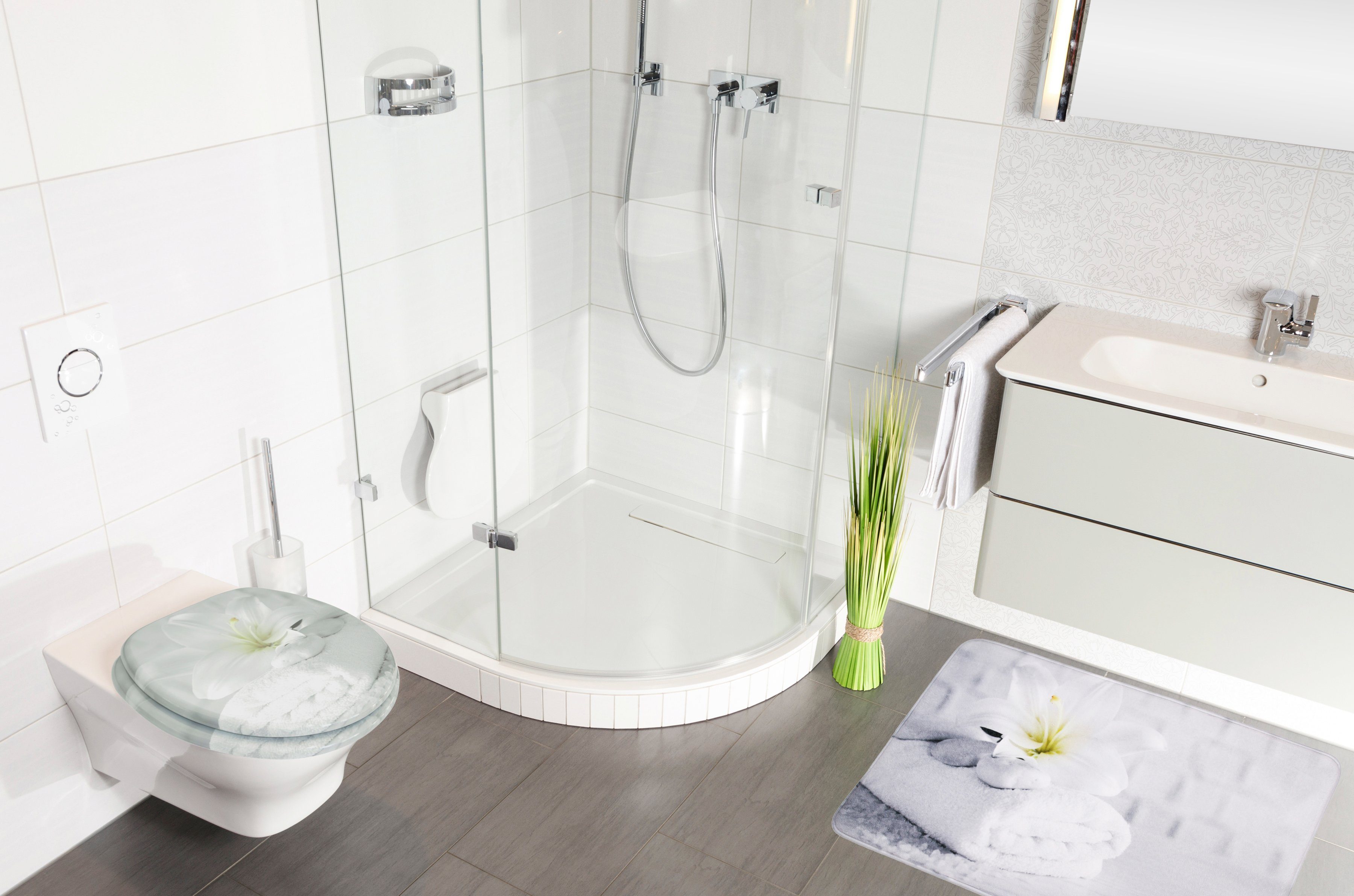 Sanilo Set badkameraccessoires Good Feeling bestaand uit toiletzitting, badmat en wastafelplug (complete set, 3-delig)