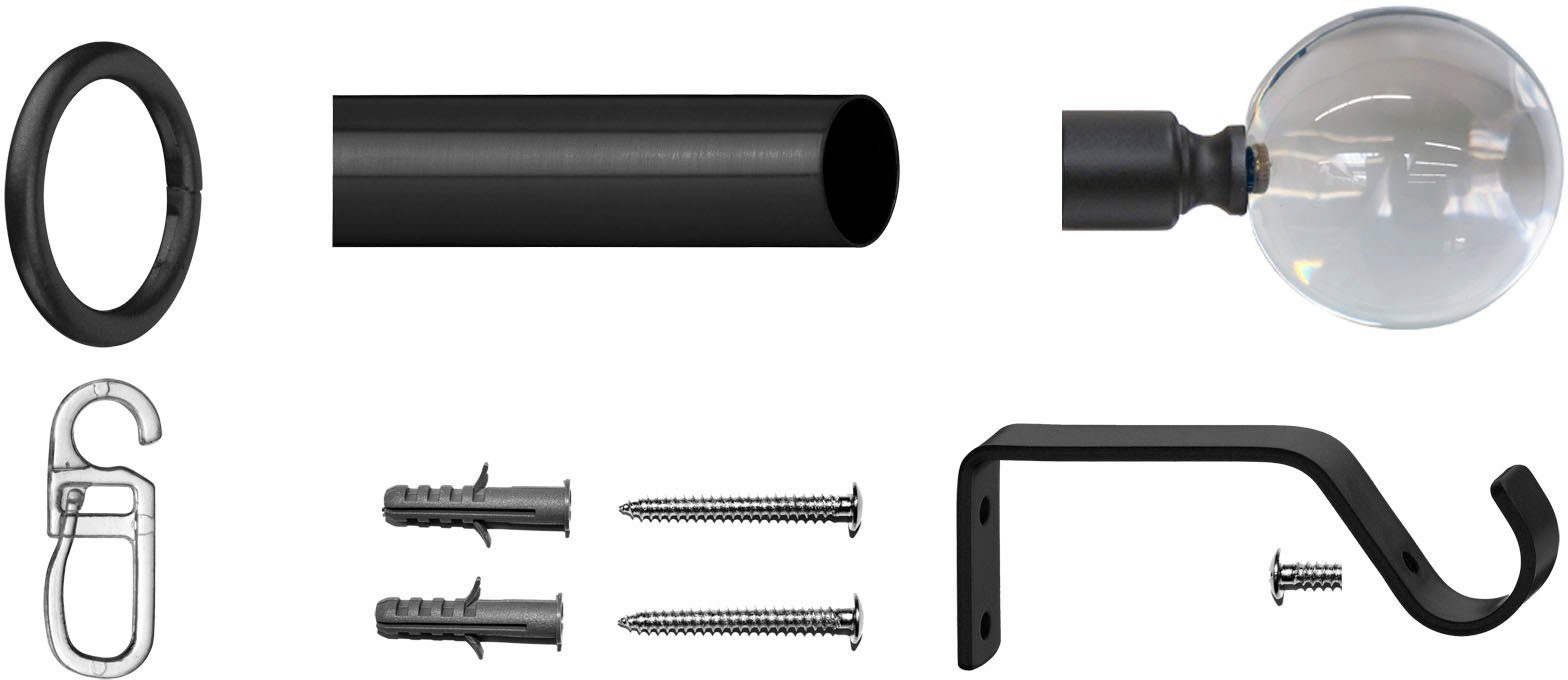 indeko Gordijnroede Bol glas helder Complete set inclusief ringen en montagemateriaal (1 stuk)