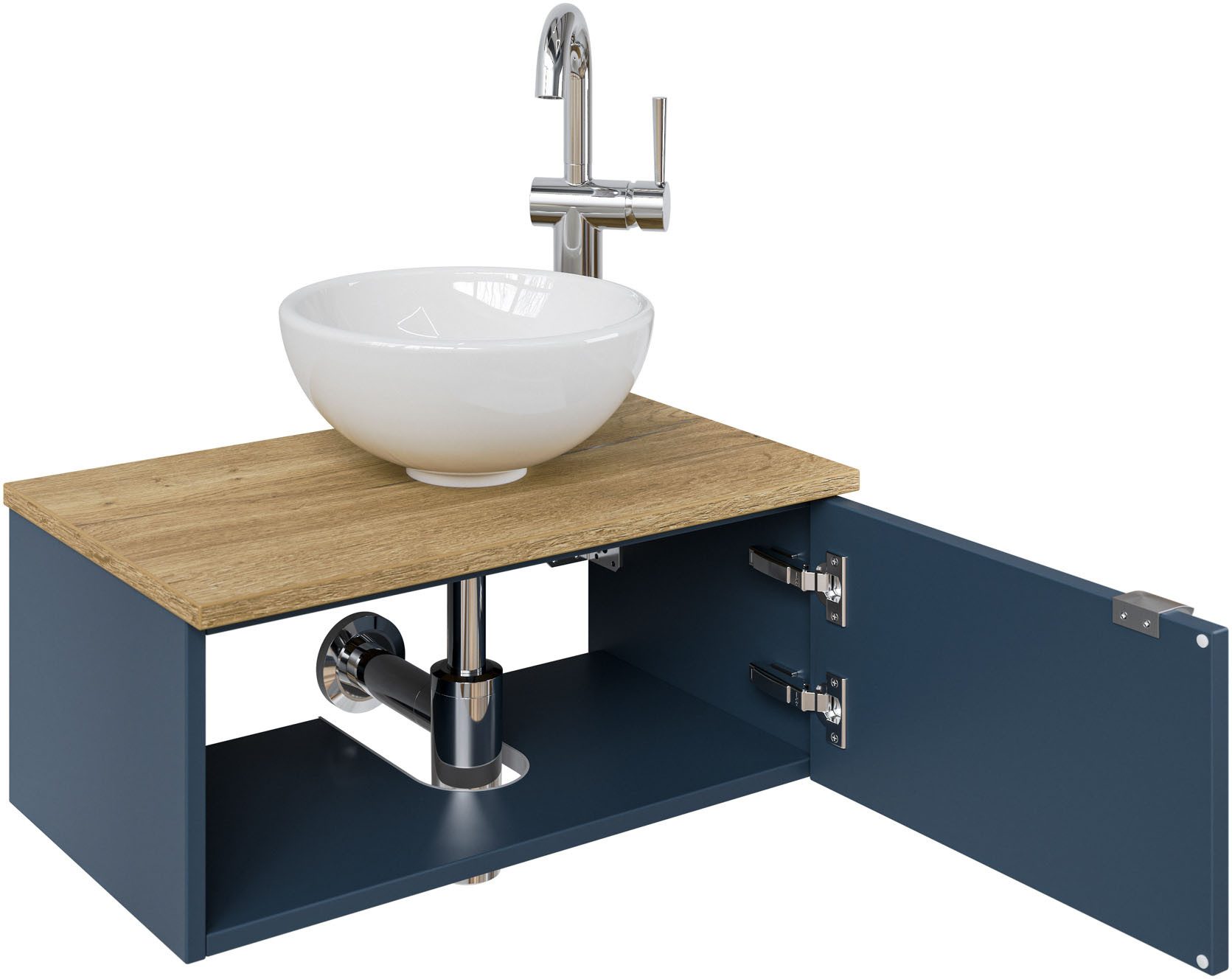 Saphir Wastafelonderkast Serie 6915 wastafel met onderkast voor gastenbadkamer, tweede toilet (3-delig)