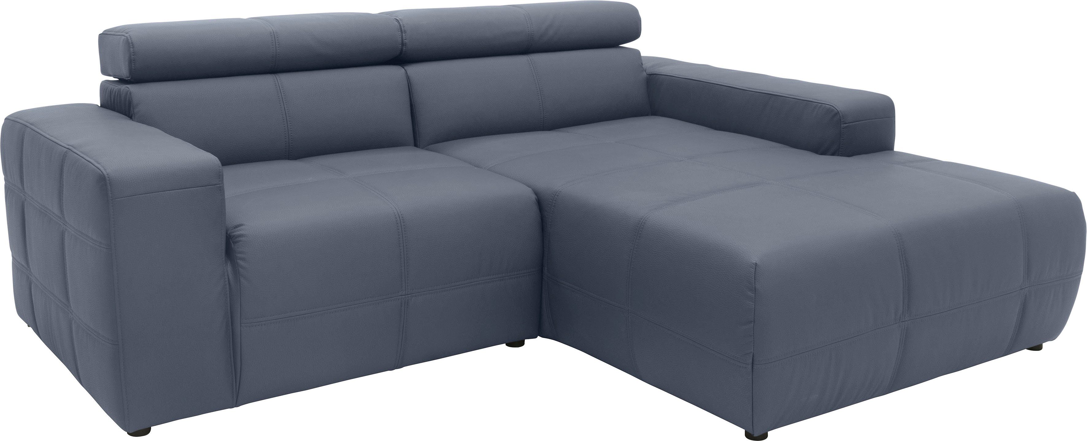 DOMO collection Hoekbank Brandon B/D/H: 214/100/80 cm, L-vorm Met verstelbare hoofdsteun, ook in leer en cord, L-model