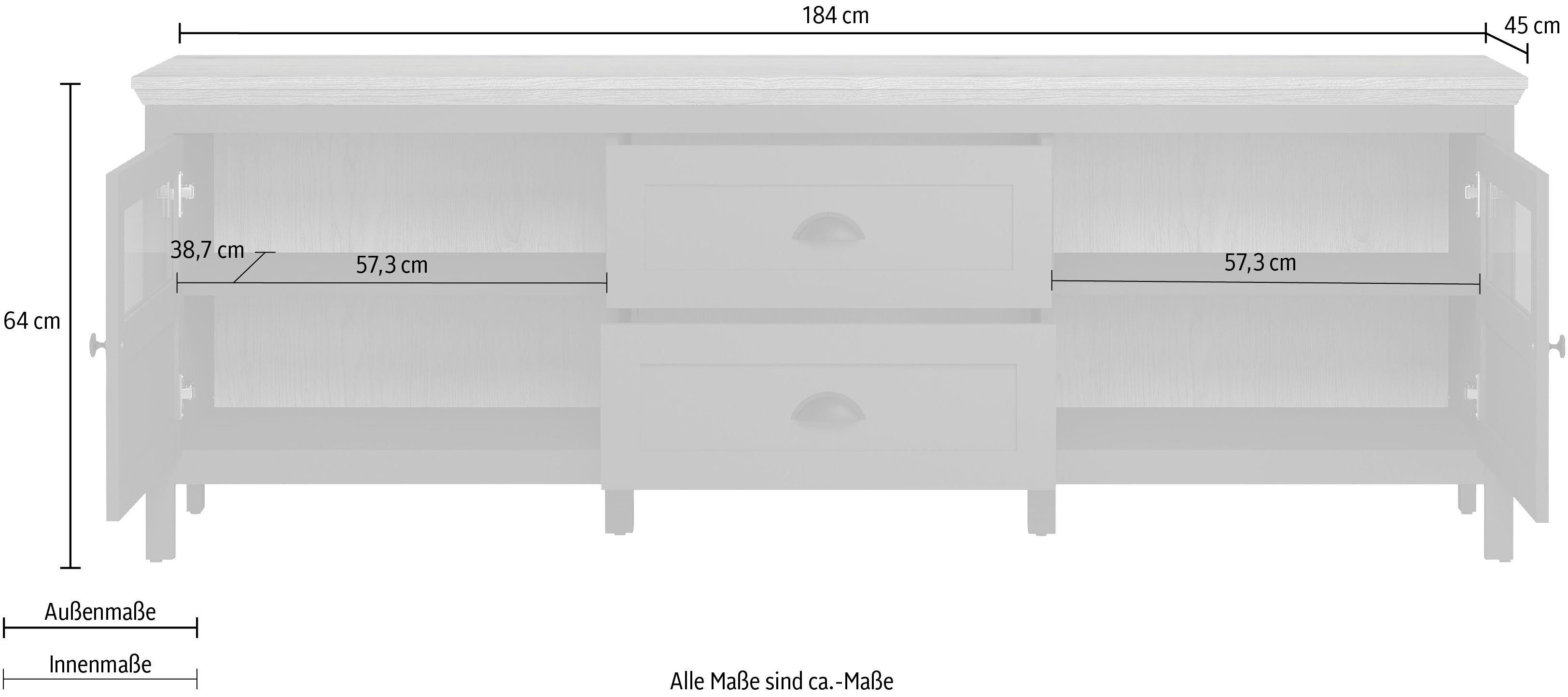 Home affaire Tv-meubel Vienna Lowboard met verlichting en volledig uittrekbare lade - B/D/H 184/45/64 cm (1 stuk)
