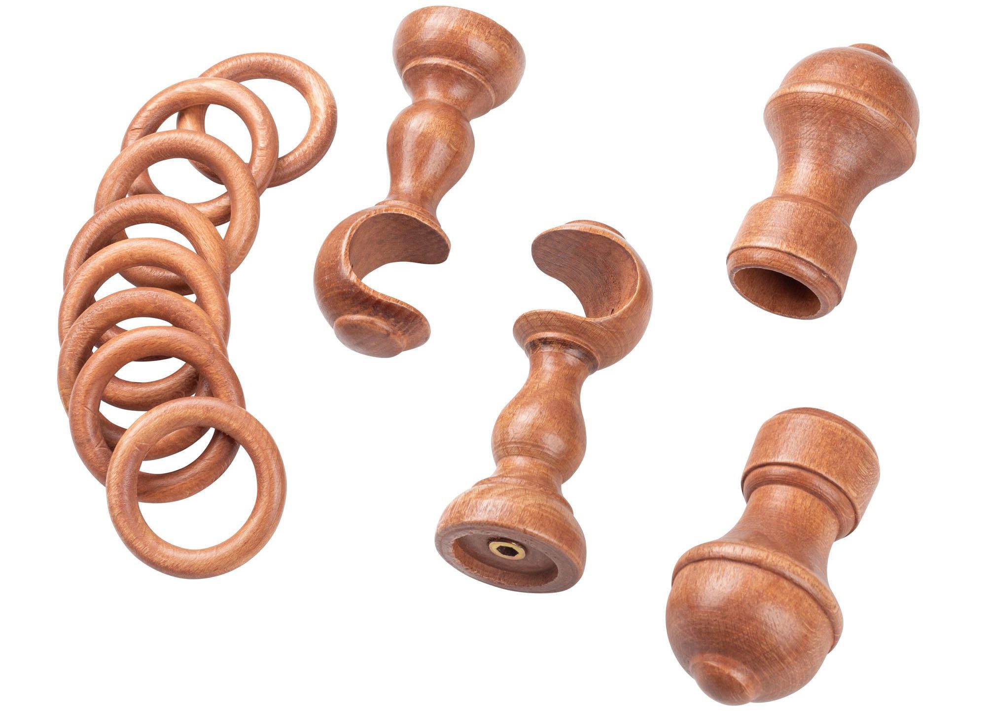 SN DECO GROUP Gordijnroede Ares 28 mm, hout, verschillende lengtes en kleuren, compleet set