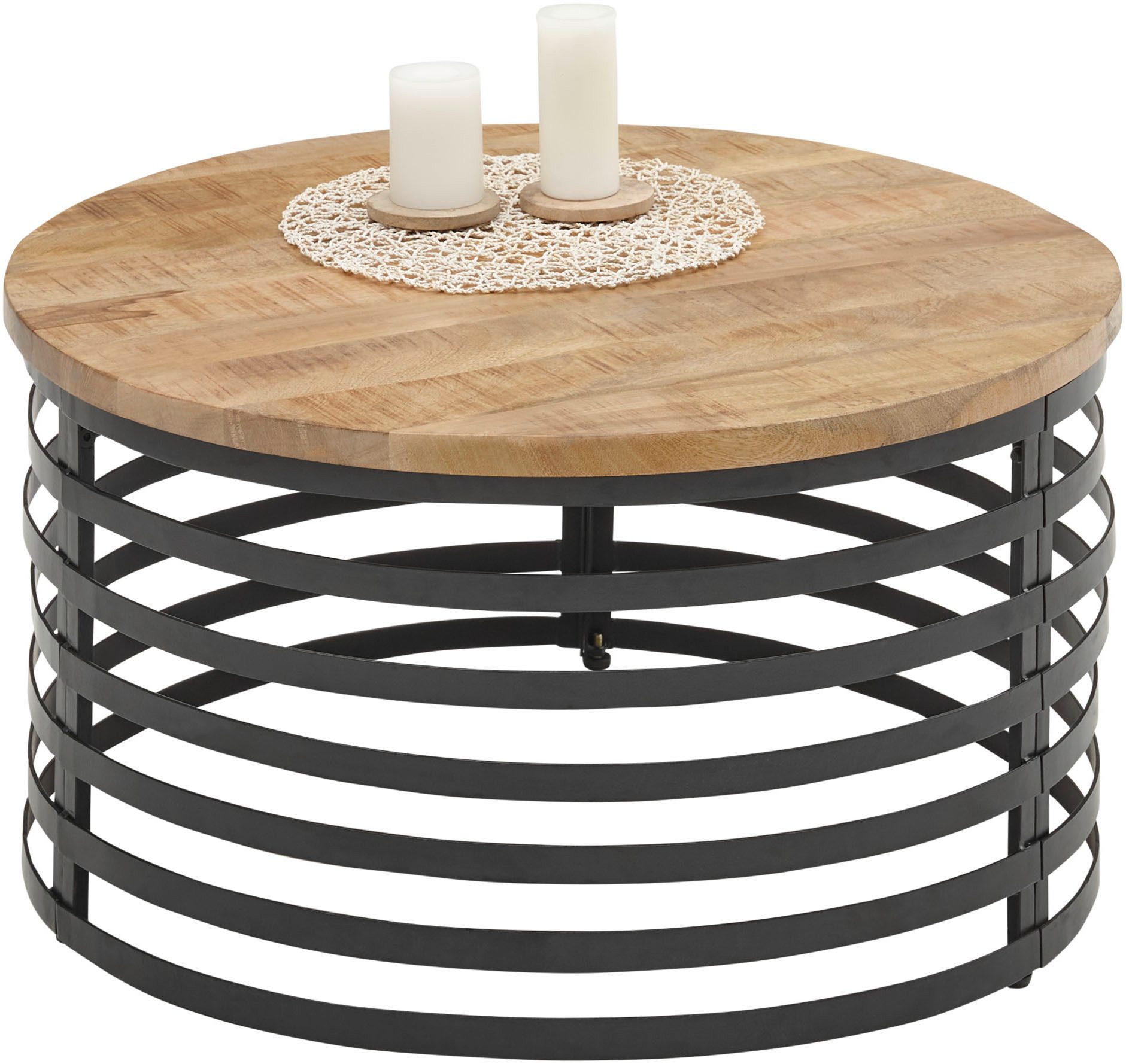 OTTO Stolkom Salontafel Marly massief houten ronde tafel, salontafel, BxH 80x40 cm salon- & bijzettafels bruin