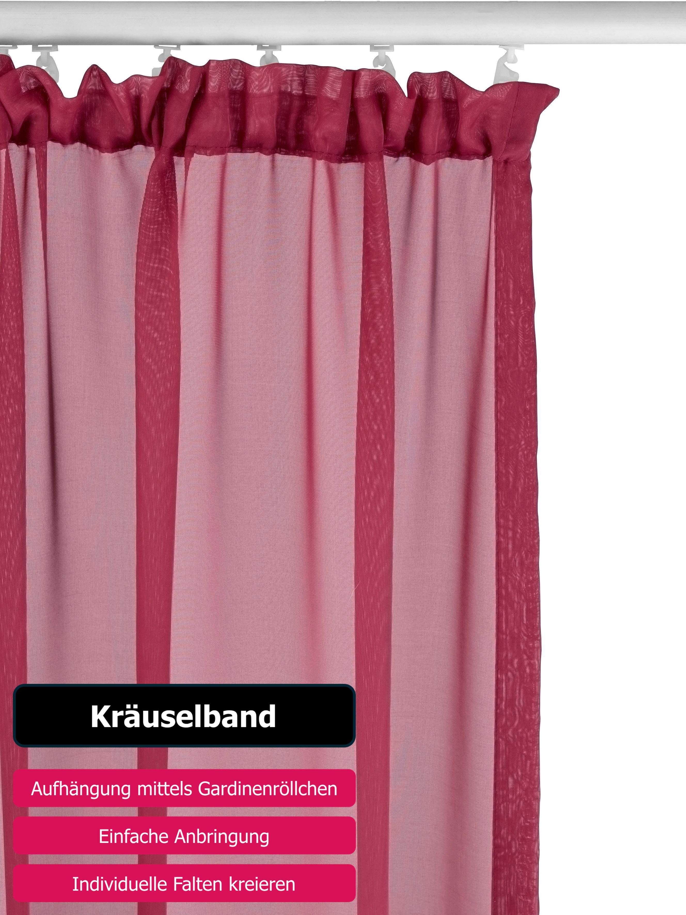 my home Gordijn XANA met ogen, franje of lussen Voile, bestseller, effen, 1 of 2 panels, onderhoudsvriendelijk, eenkleurig