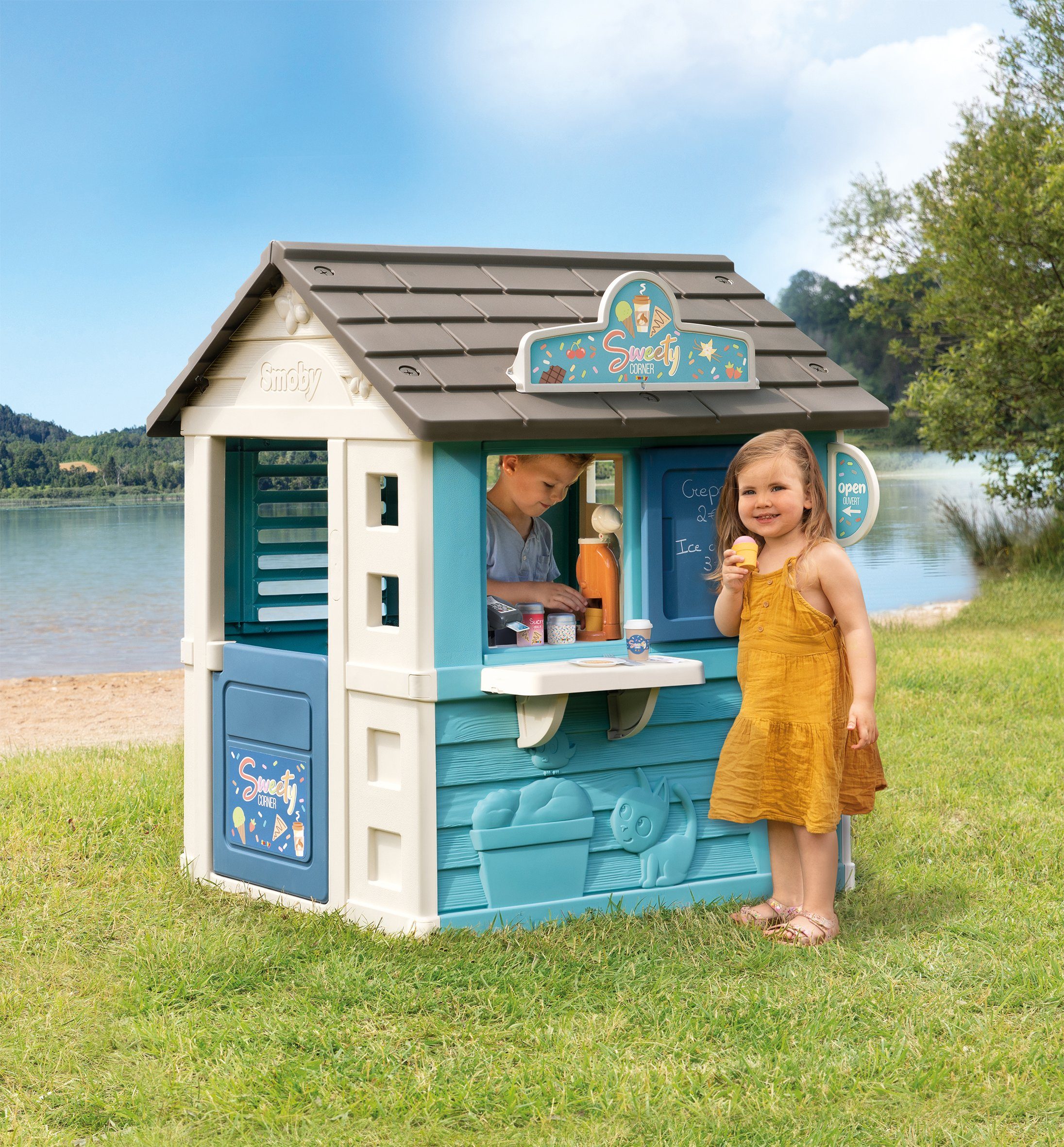 Smoby Speelhuis Sweety Corner met toonbank en veel accessoires