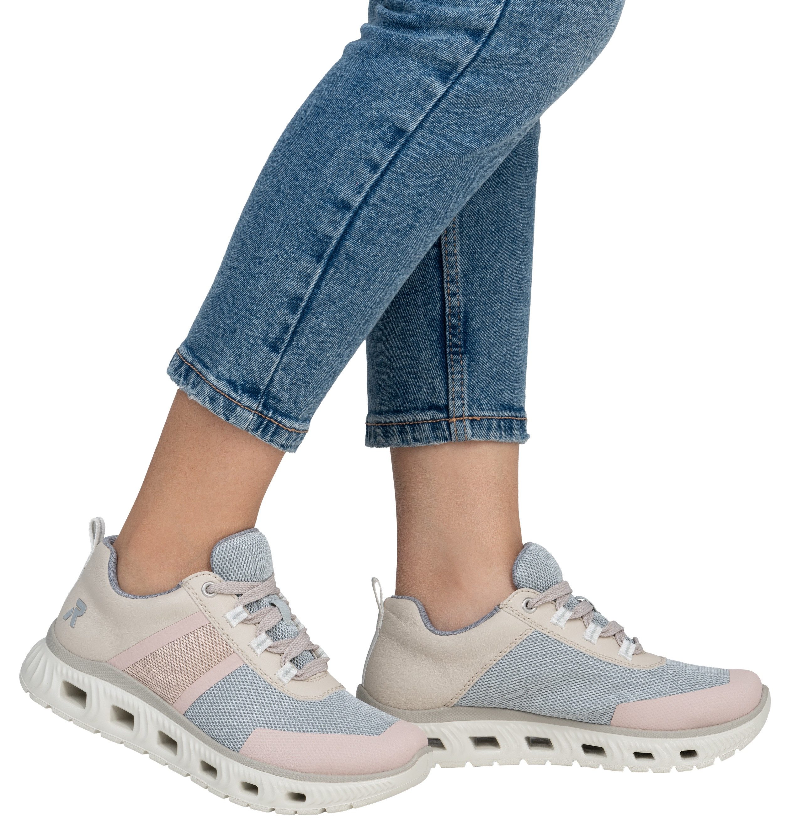 RIEKER Sport Sneakers in vegan verwerking, vrijetijdsschoen, lage schoen, veterschoen