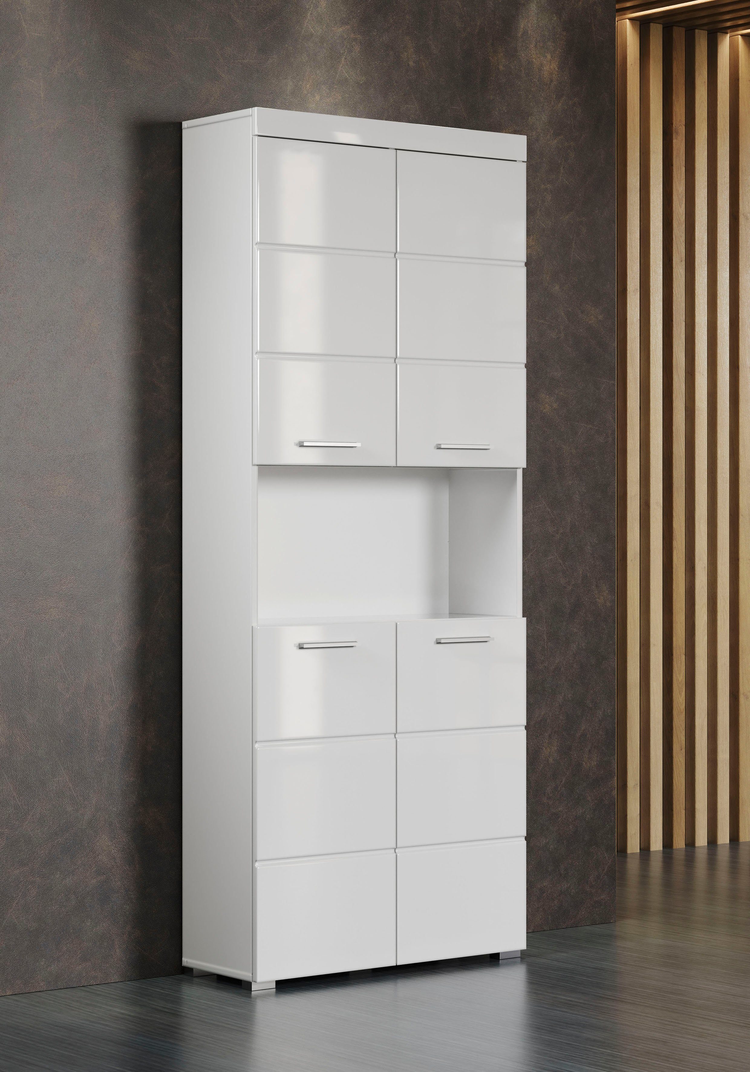 INOSIGN Hoge kast Avena, badkamerkast, keukenkast Badkamer hoge kast met open vak, 4 deuren en 4 planken