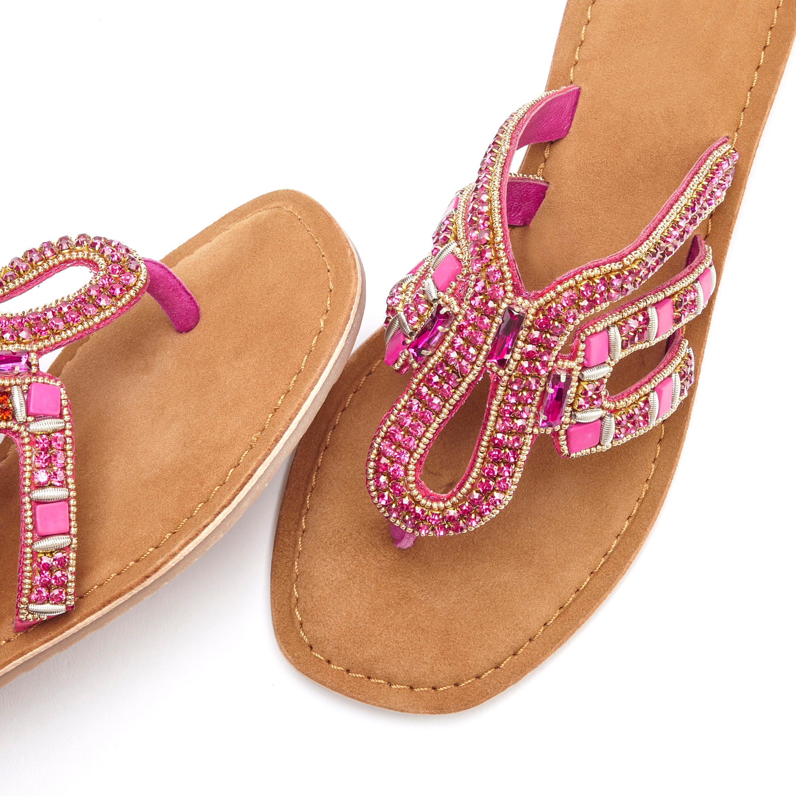 Vivance Teenslippers Sandaal, pantoffel van leer met siersteentjes