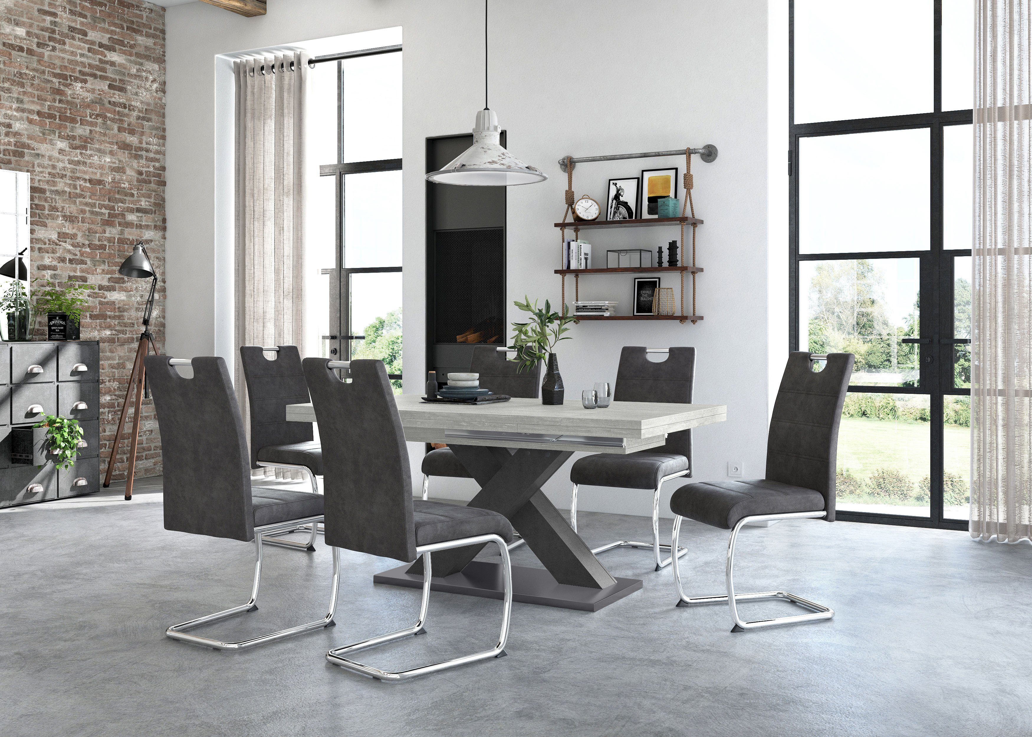 Mäusbacher Eettafel Comfort tafel TOPSELLER! Mäusbacher eettafel met X-frame en voetplaat. Breedte 160-260