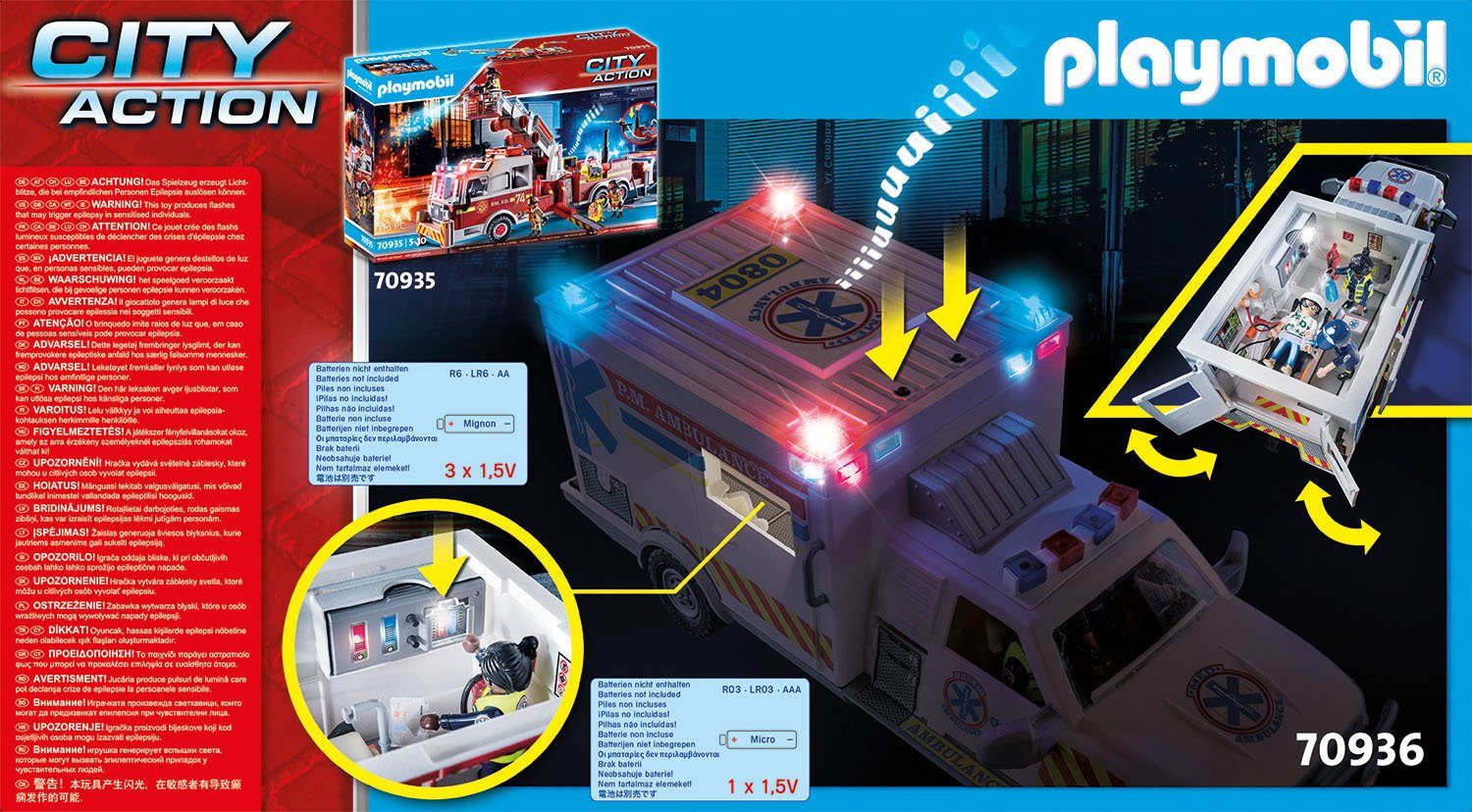 Playmobil® Constructie-speelset Redningsvoertuig: US Ambulance (70936), My Action Heroes (93-delig)