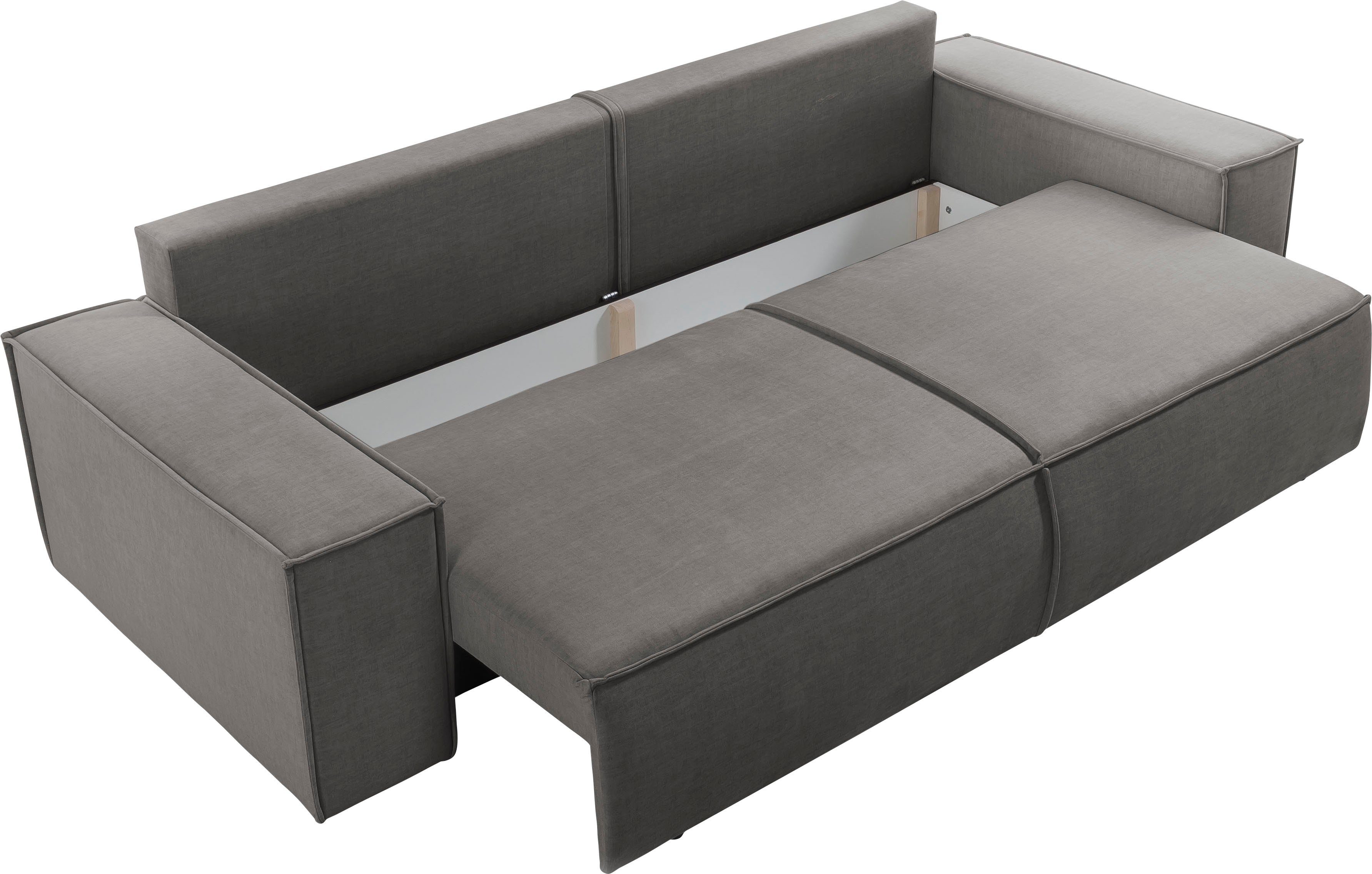 Home affaire 3-zitsbank SHERWOOD slaapbank (257 cm) ribfluweel, velours, vintage lederlook