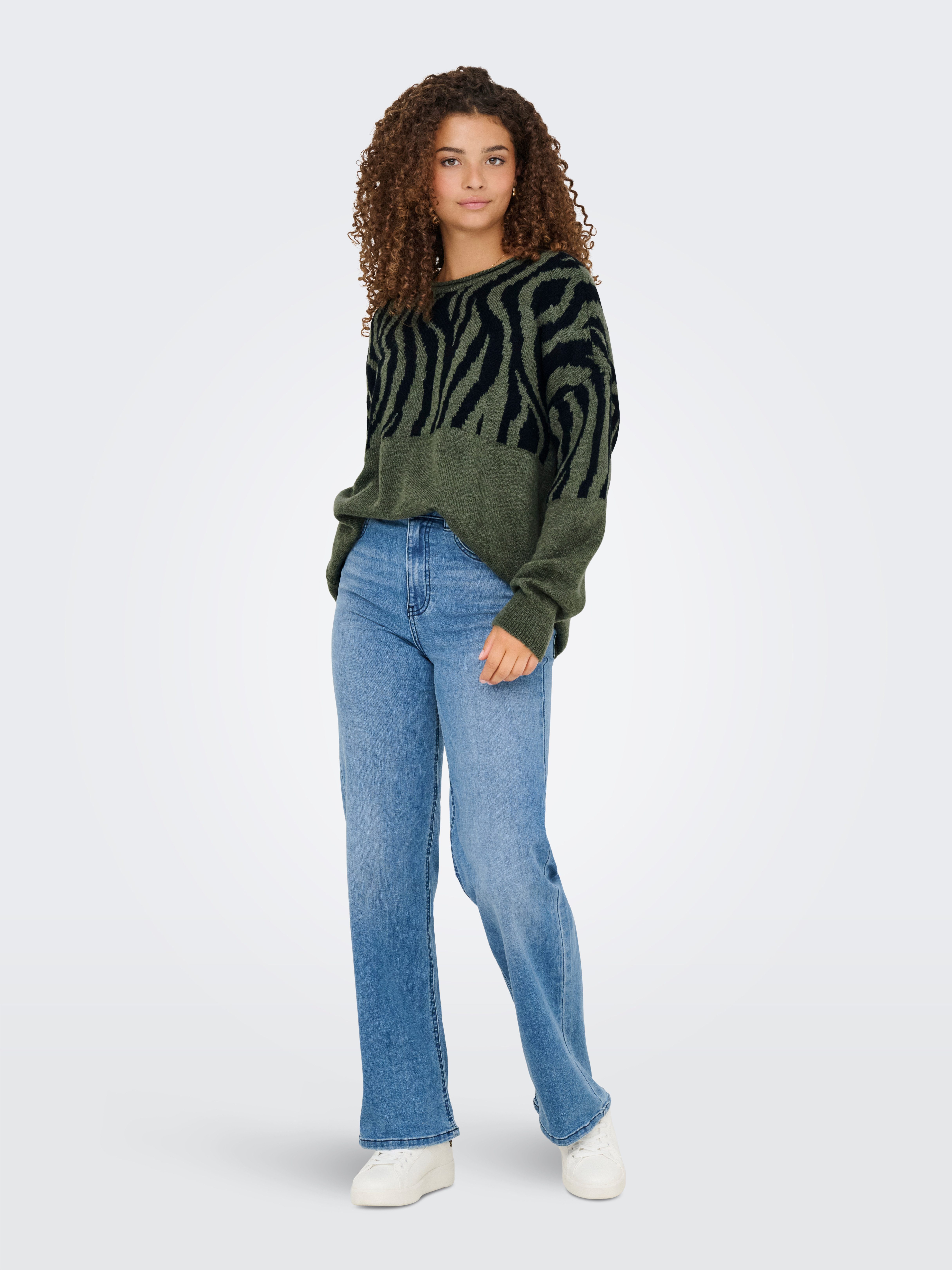 Only Trui met ronde hals ONLJADE ANIMAL LS O-NECK NOOS KNT