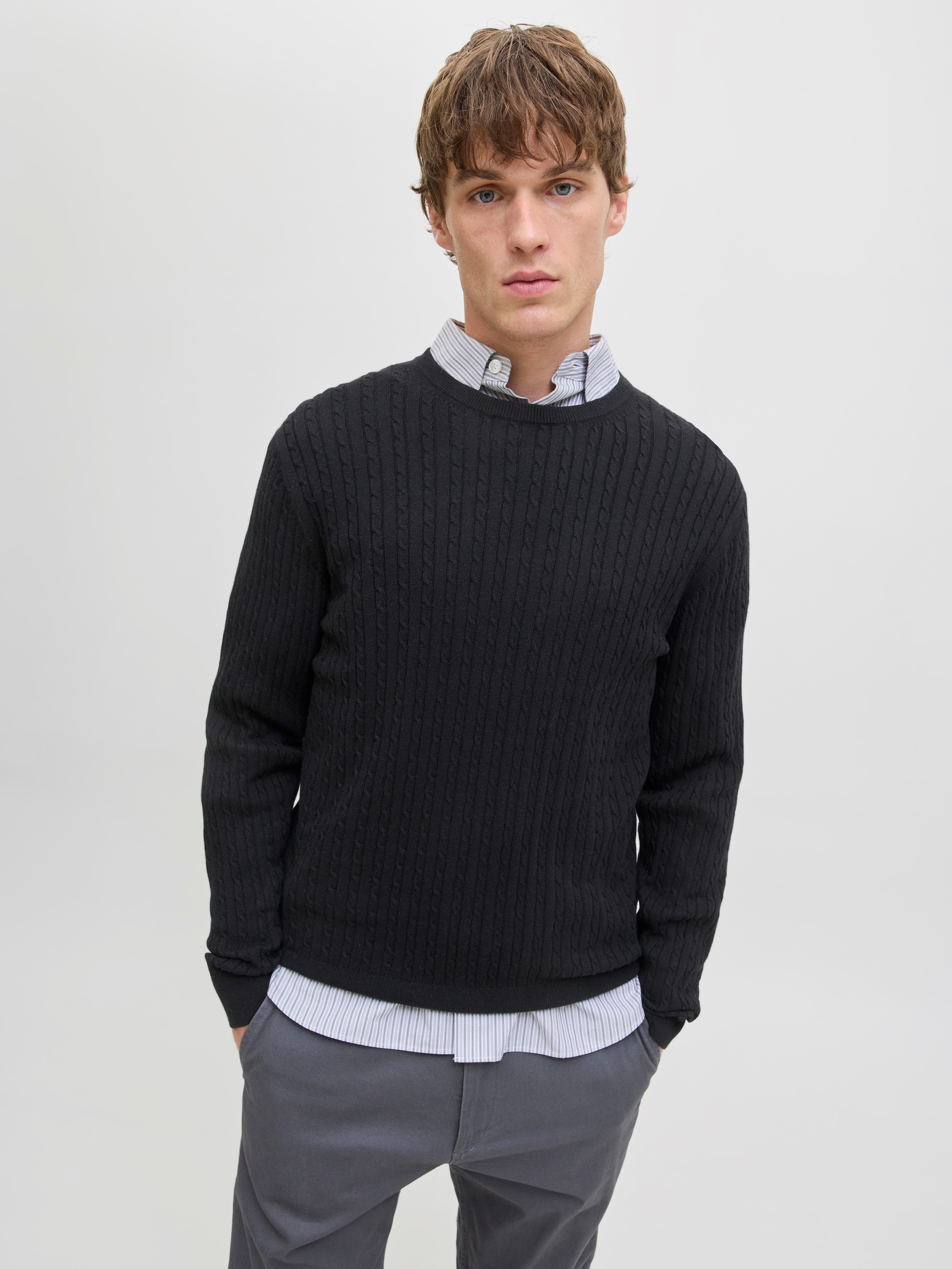 Jack & Jones Gebreide trui JJEEMIL KNIT CABLE CREW NECK NOOS