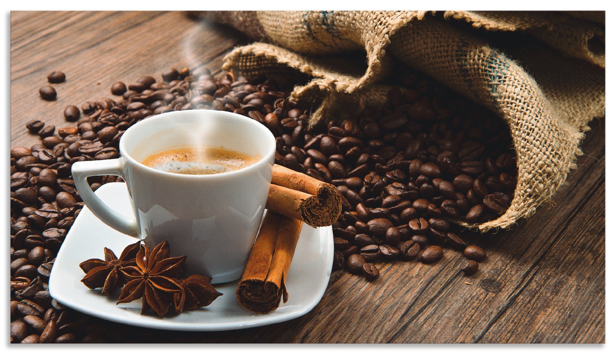 Artland keukenwand Kaffeetasse Leinensack mit Kaffeebohnen