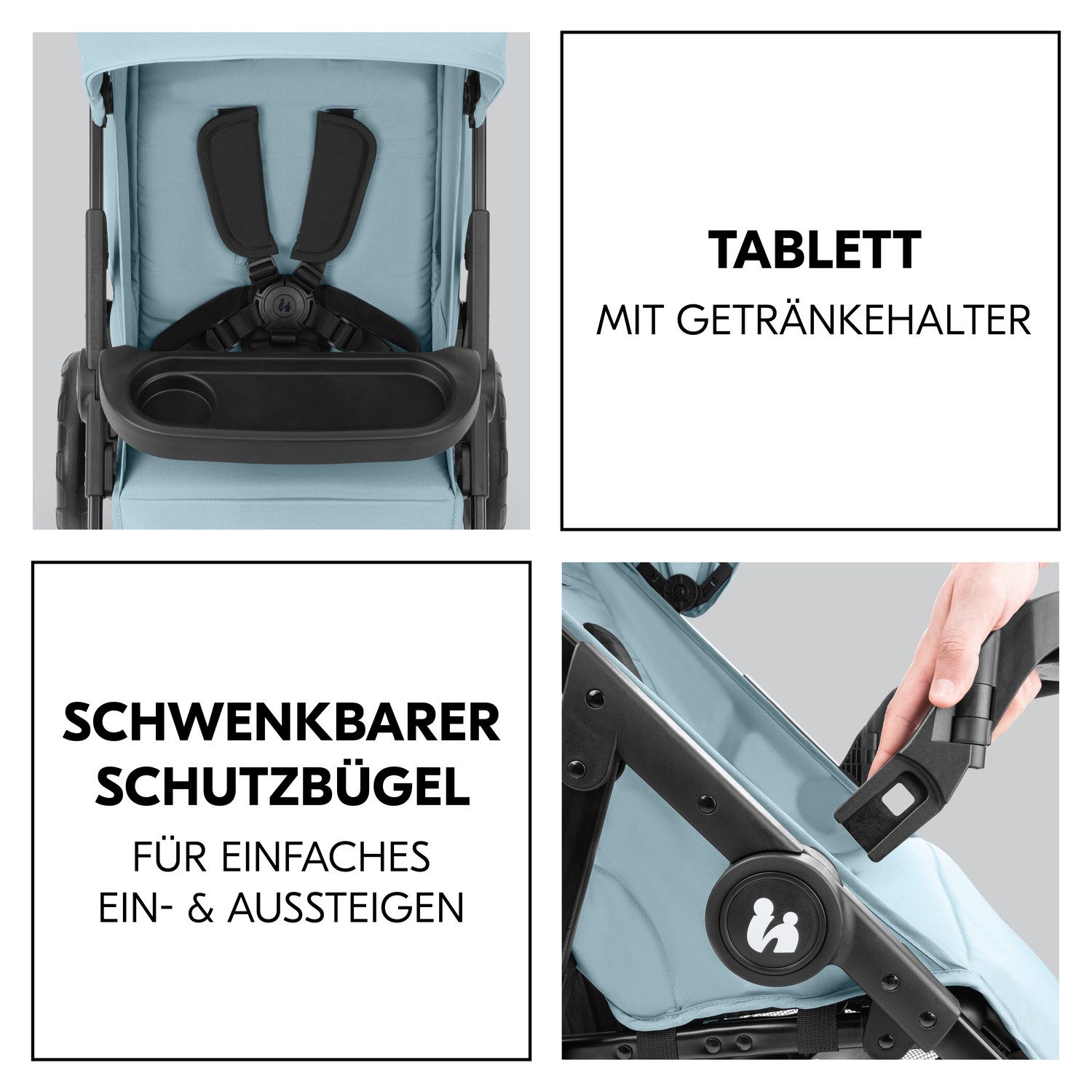 Hauck Kinder-buggy Shop N Care, Dusty Blue tot 22 kg belastbaar, compatibel met babyschaal