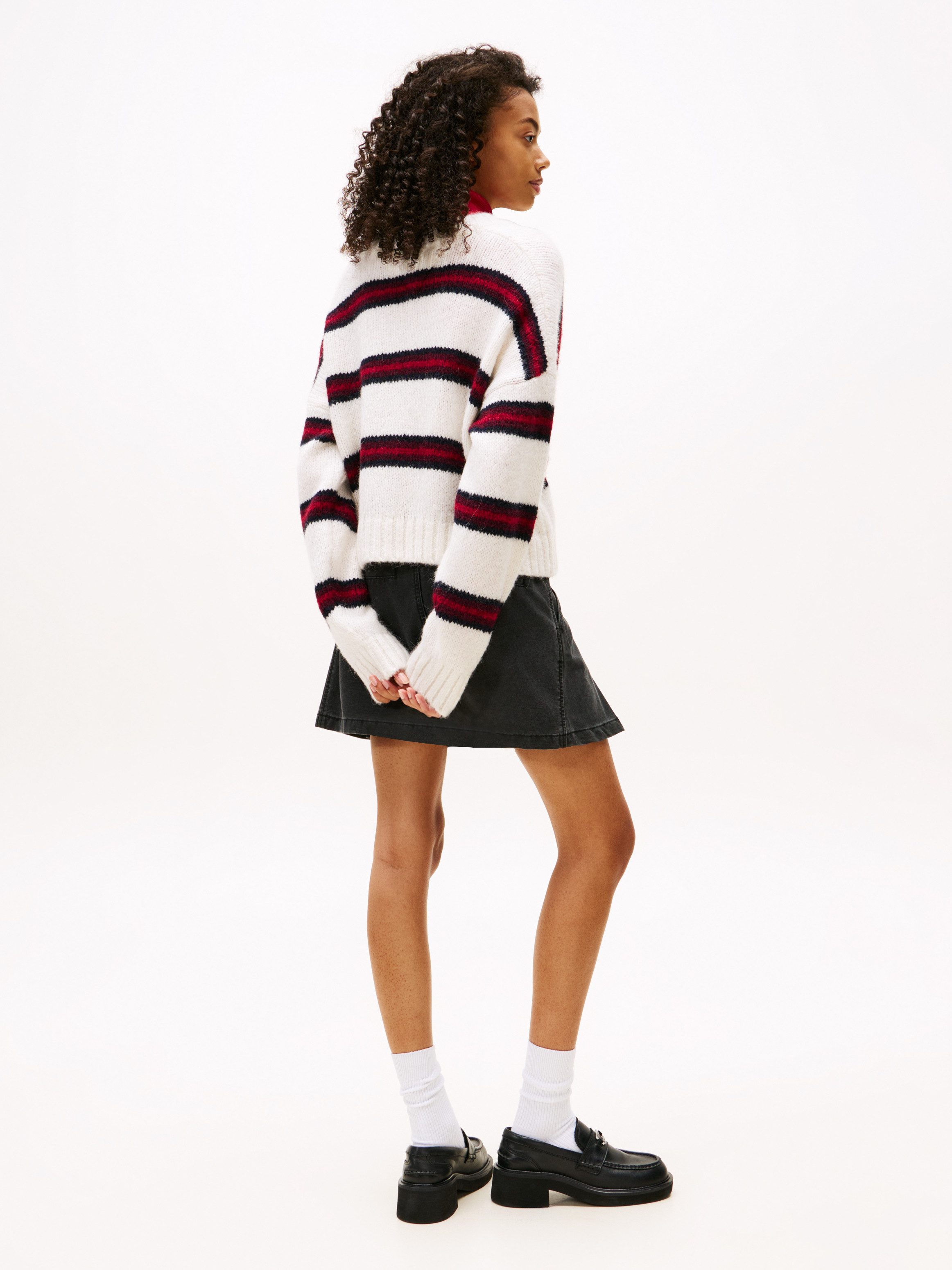 TOMMY JEANS Vest TJW BADGE STRIPE FLUFF CARDI EXT