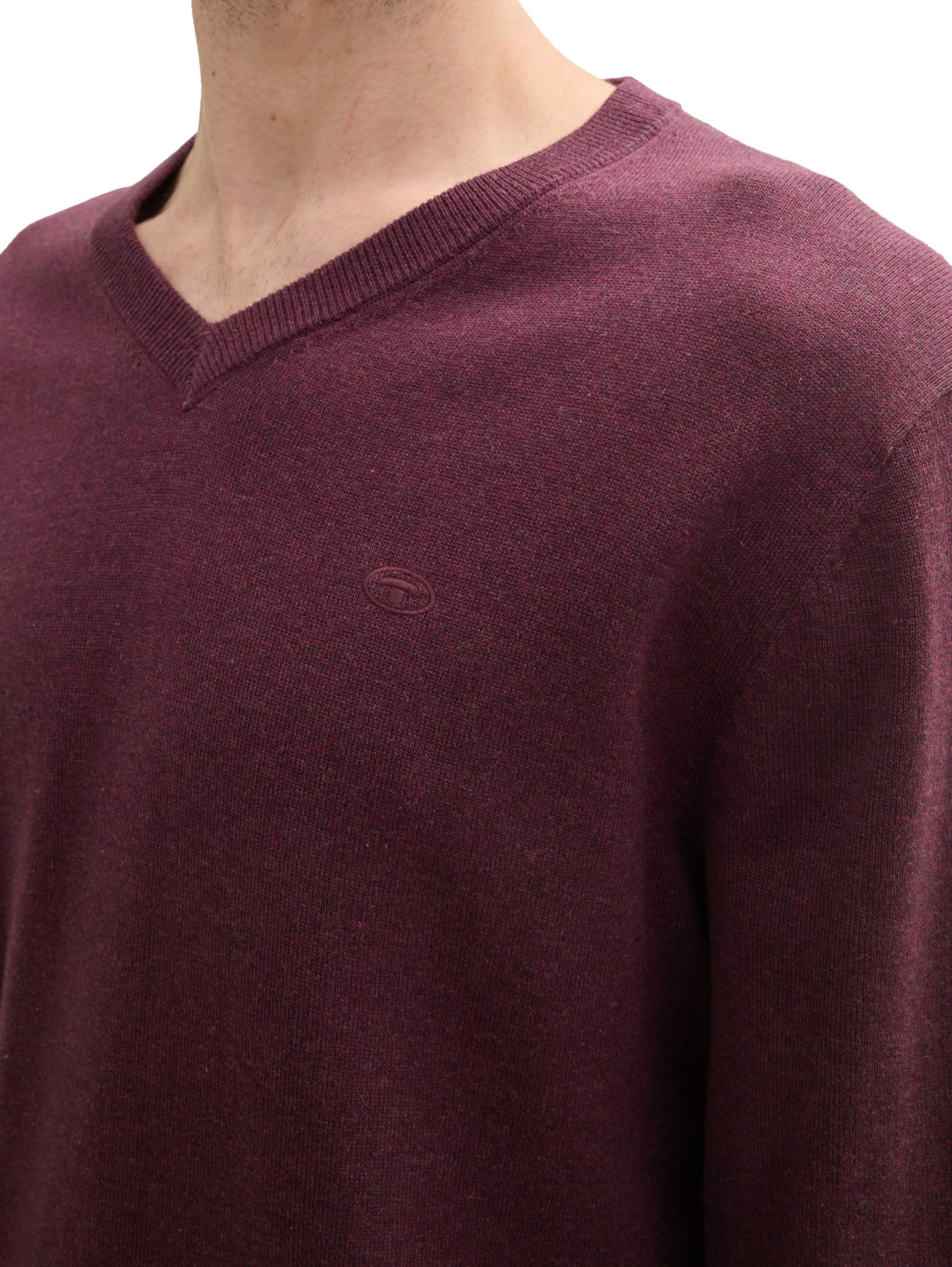 Tom Tailor Trui met V-hals met klein logoborduursel