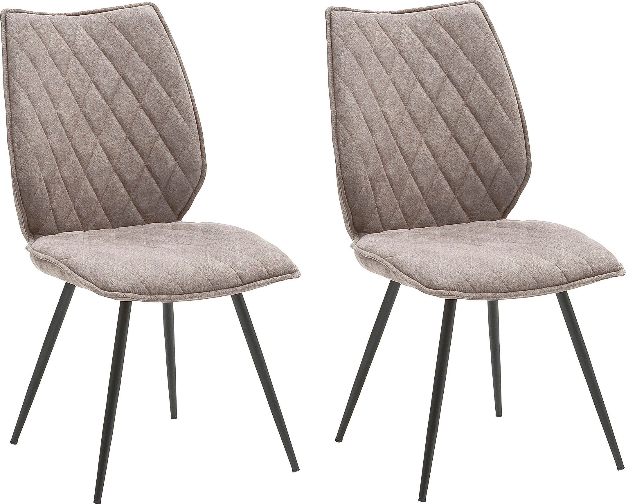 MCA furniture Stoel met 4 poten Navarra 2-set met stofbekleding, belastbaar tot 120 kg, comfort zithoogte 48 cm (2 stuks) gestoffeerde stoelen beige