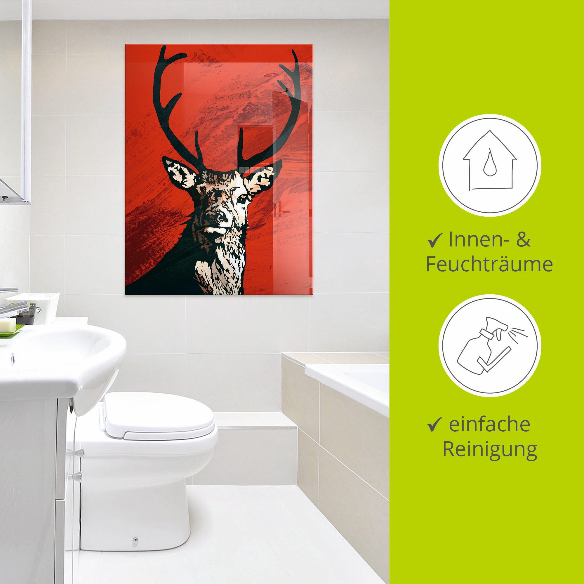 Artland Print op glas Edelhert in verschillende maten