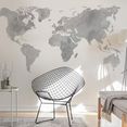 wall-art wandfolie elegante aquarel wereldkaart (1 stuk) grijs