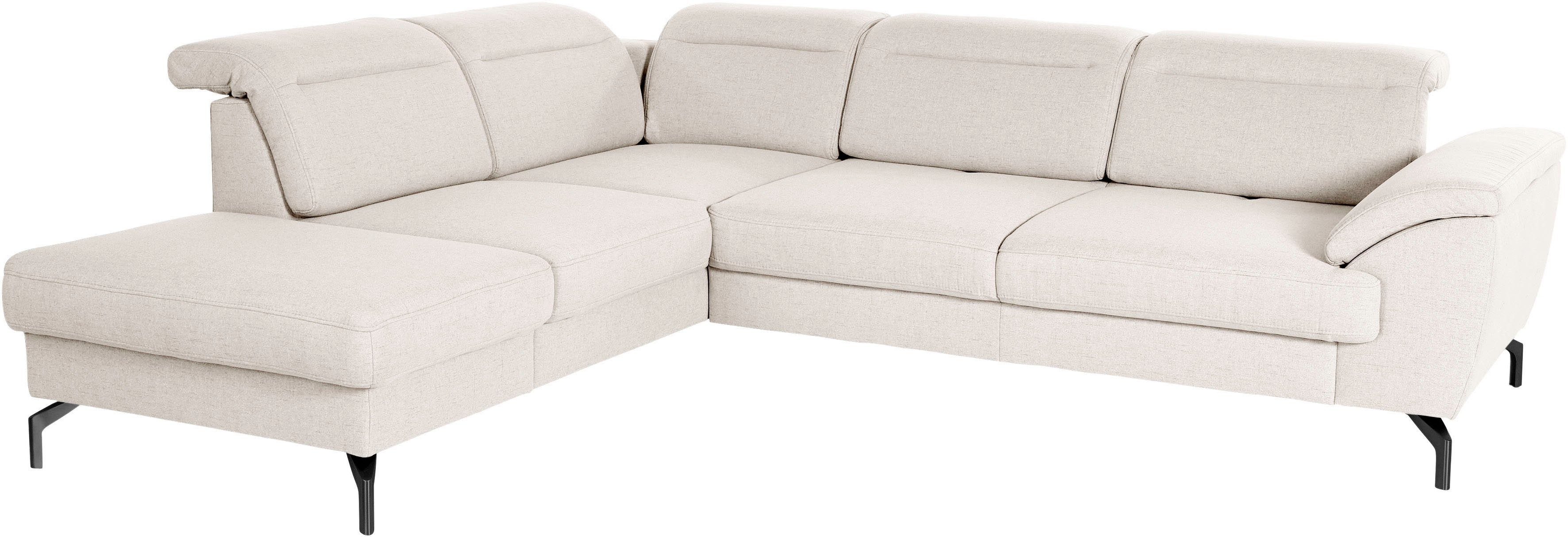 sit&more Hoekbank Percy L-vorm 15 cm poothoogte, zitdiepteverstelling, naar keuze in 2 pootkleuren