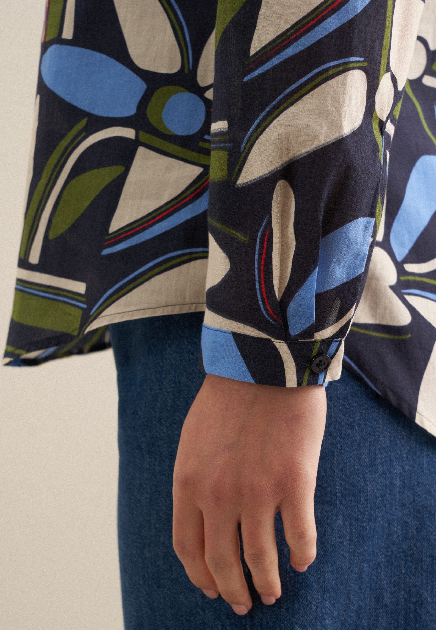 seidensticker Klassieke blouse Zwarte roos Tuniek bloemmotief