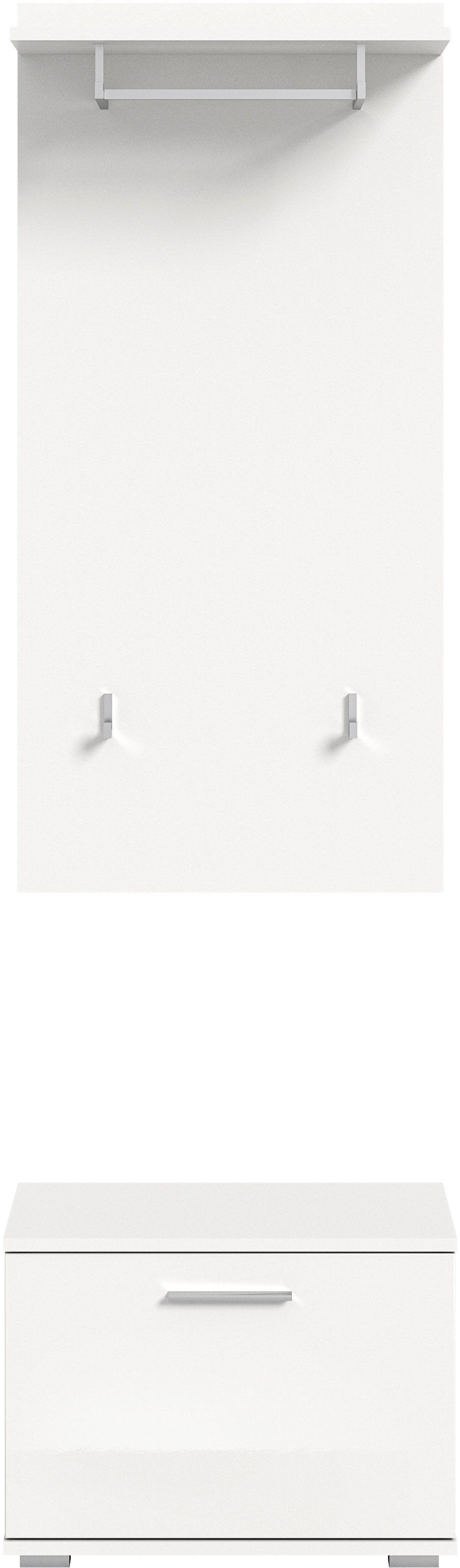 INOSIGN Halmeubelset Valge, Breedte 55 cm, 2-delig Set, bestaande uit: Zitbank & Garderobe paneel (2-delig)