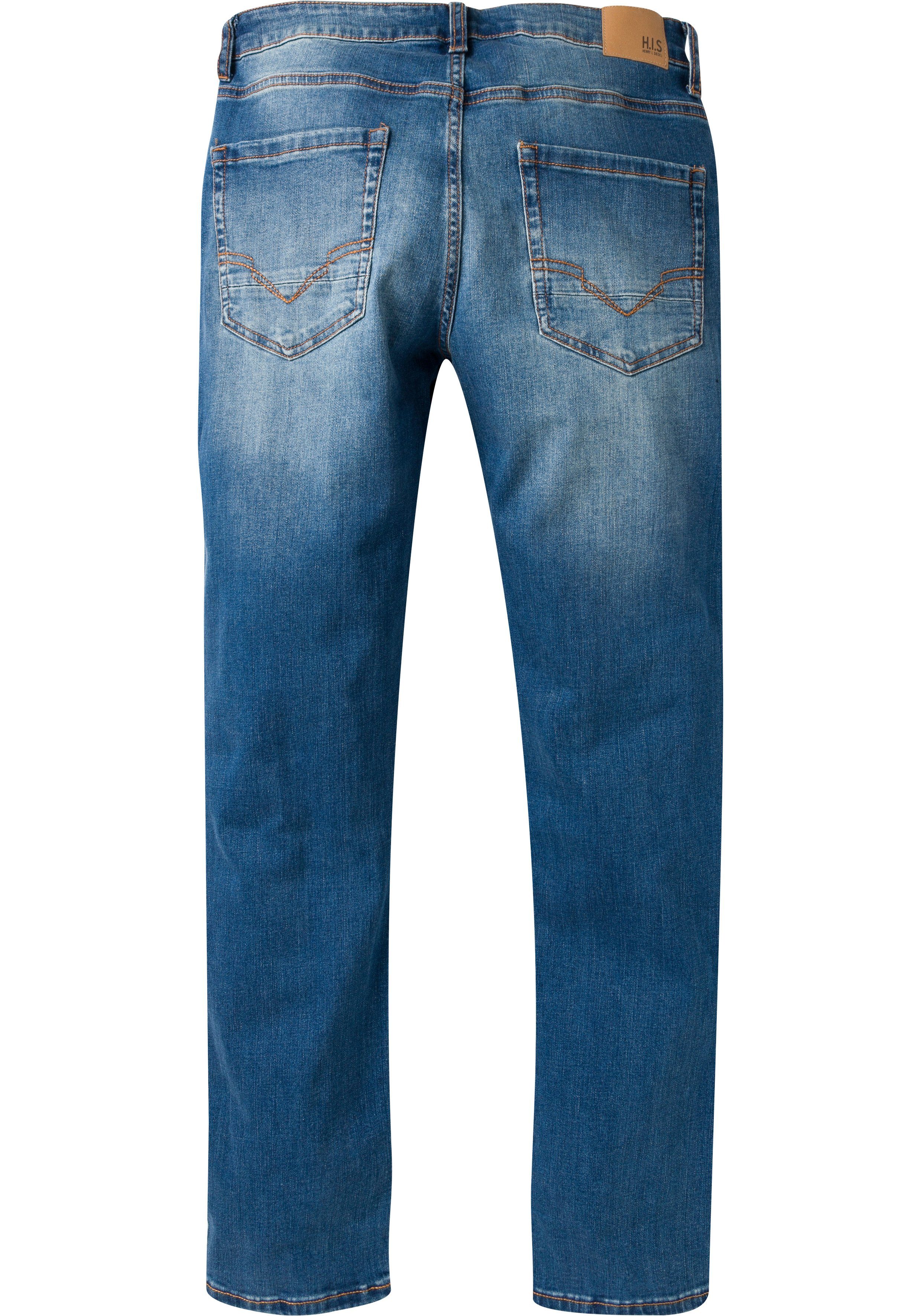 H.I.S Straight jeans DIX rechte pasvorm, lage taille, used-wassing