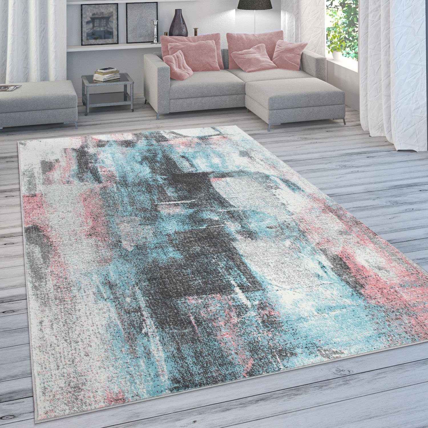 Paco Home Vloerkleed Petit 482 Korte pool, modern abstract motief, pastelkleuren