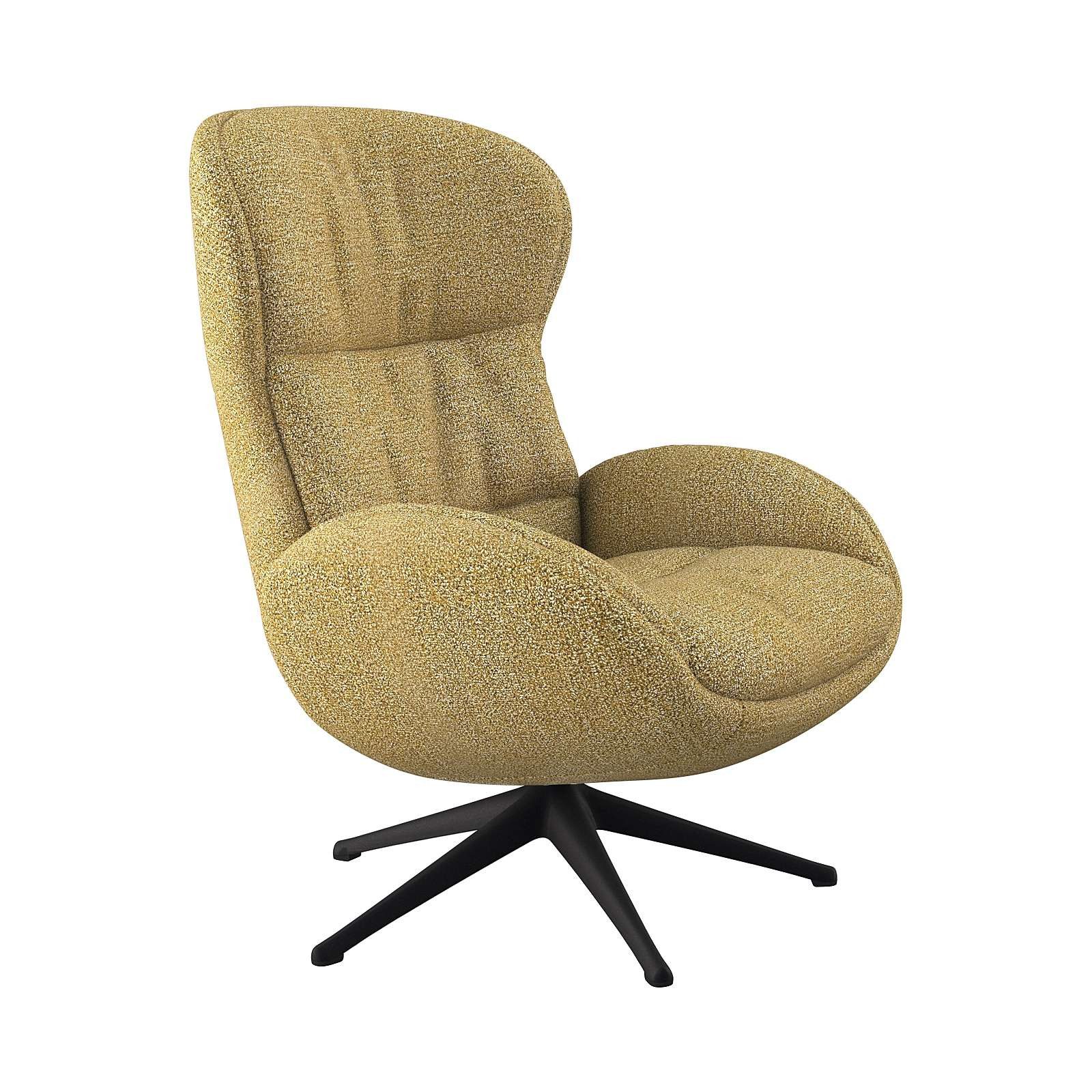 FLEXLUX Relaxfauteuil Haze, TV-stoel, fauteuil, stoffeerstoel Rugdeelverstelling, draaibaar, voet zwart tv-fauteuils maat Bouclé geel