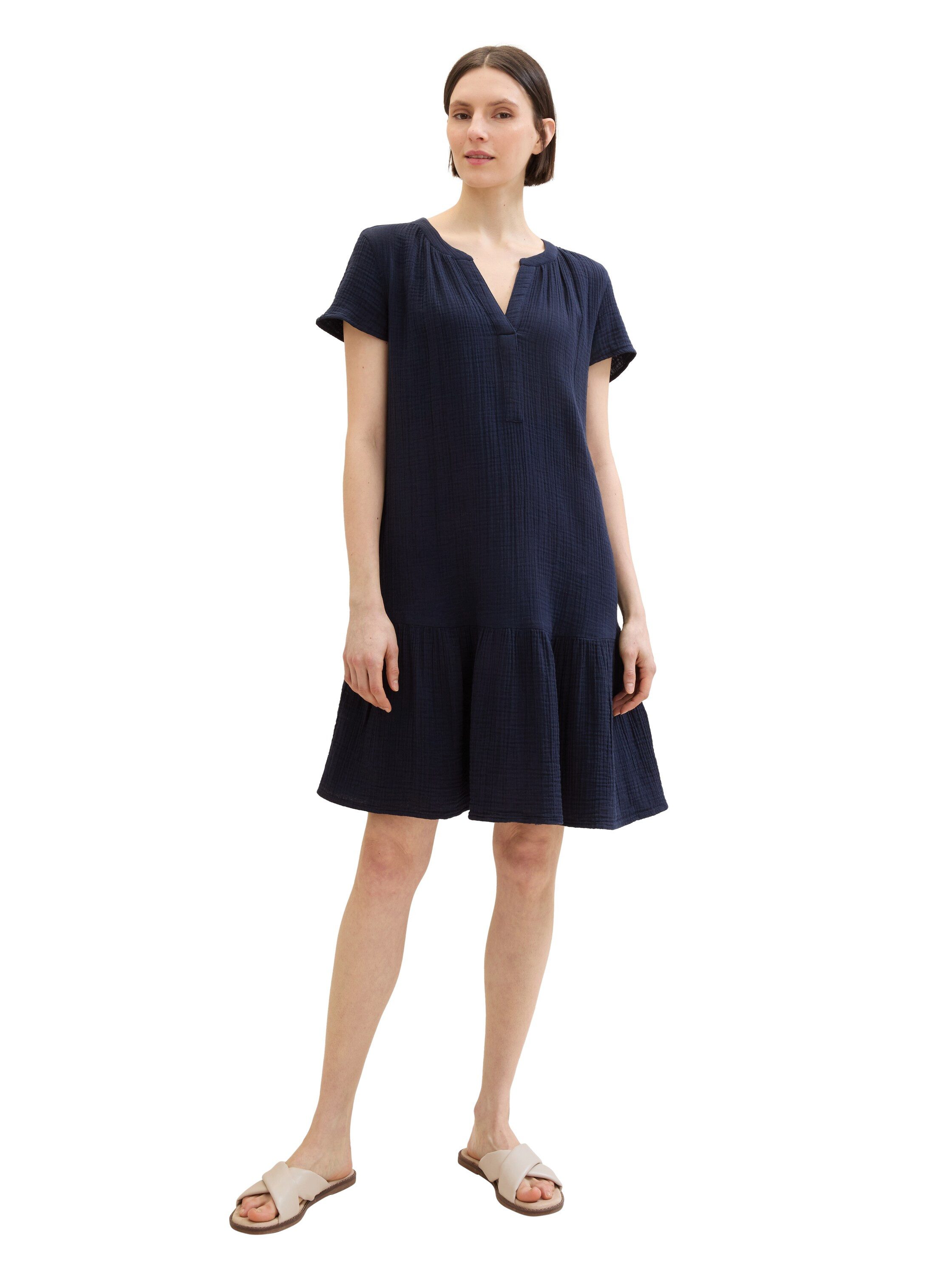 Tom Tailor Mini-jurk met lichte rimpeling - in crinkle-look