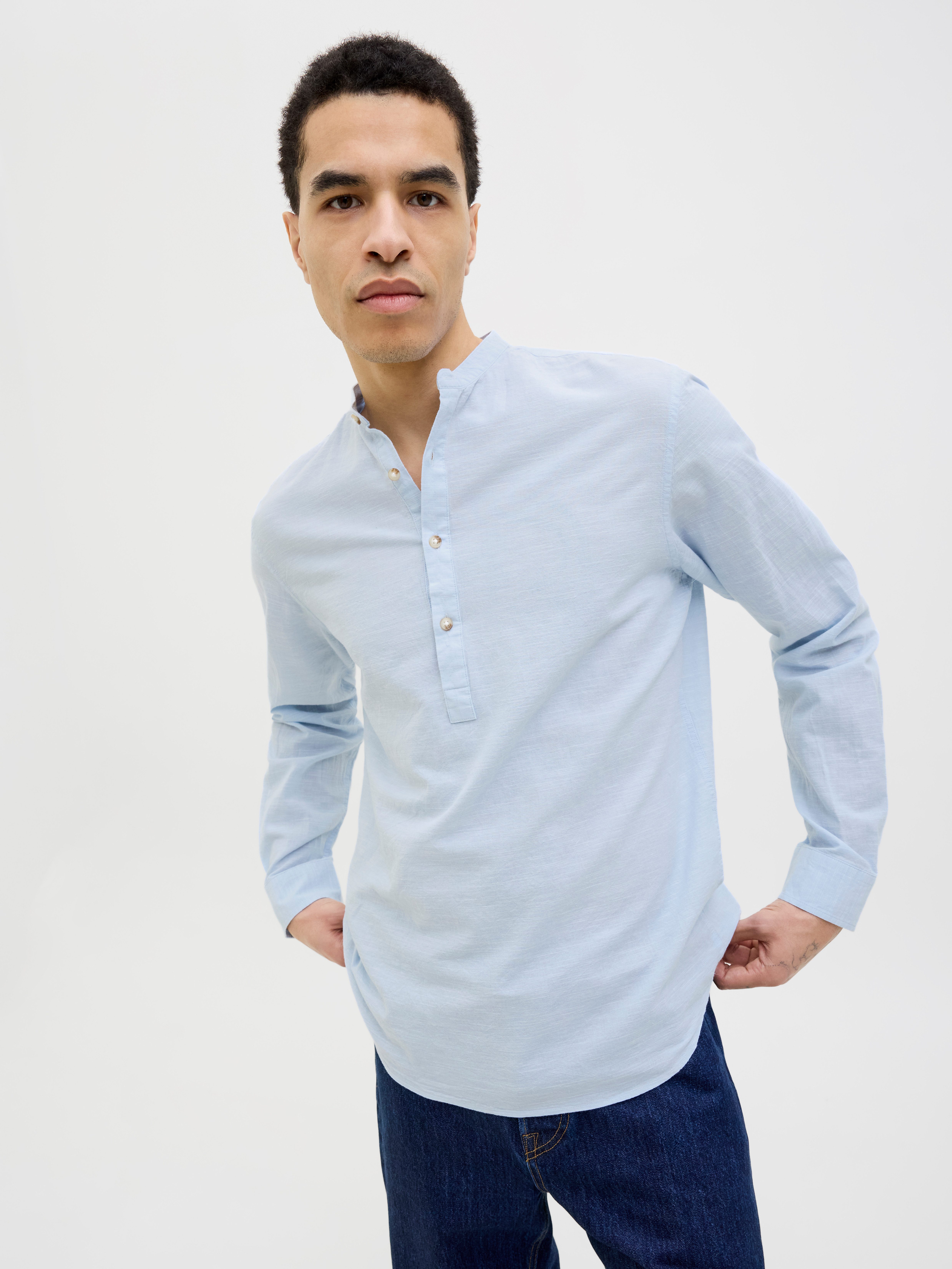 Jack & Jones Overhemd met lange mouwen JJESUMMER HALF PLACKET SHIRT LS SN