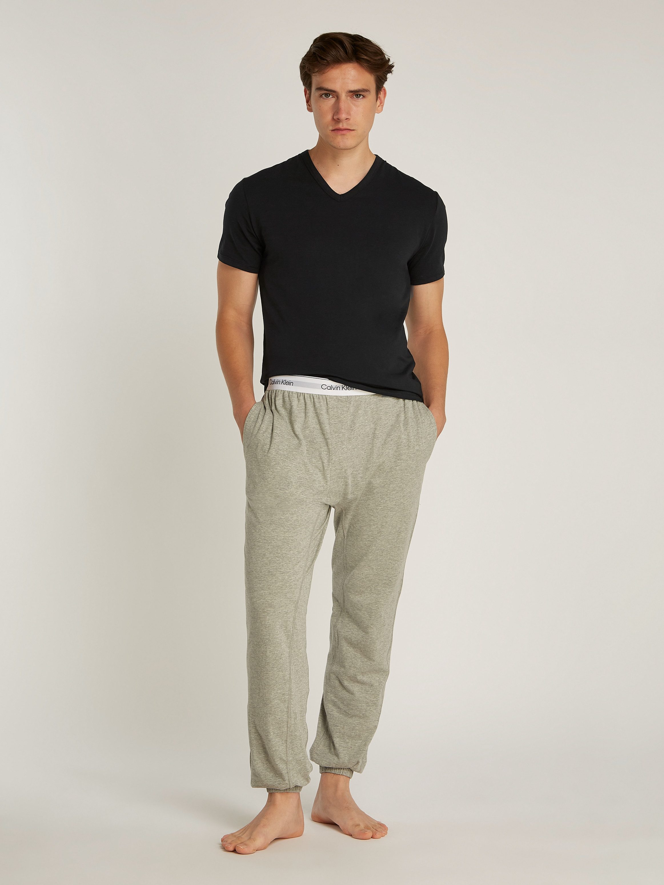 Calvin Klein T-shirt S/S V NECK 3PK met logo aan de zoom (3-delig, Set van 3)