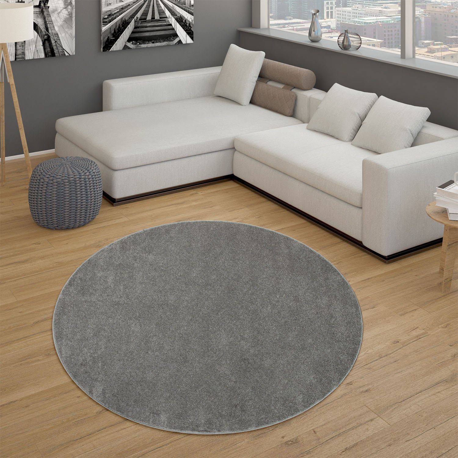 Paco Home Vloerkleed Porto 890 Korte pool, unikleuren, ideaal in de woonkamer & slaapkamer