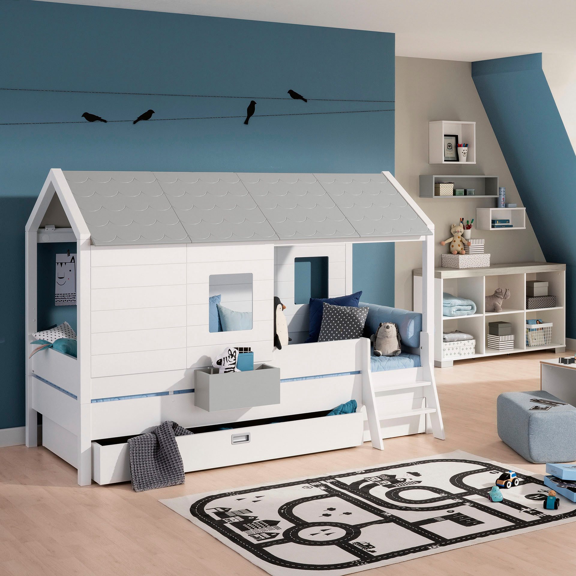 PAIDI Kinderwelten Huisbed TINY HOUSE Speelbed met valbeveiliging, individueel aanpasbaar