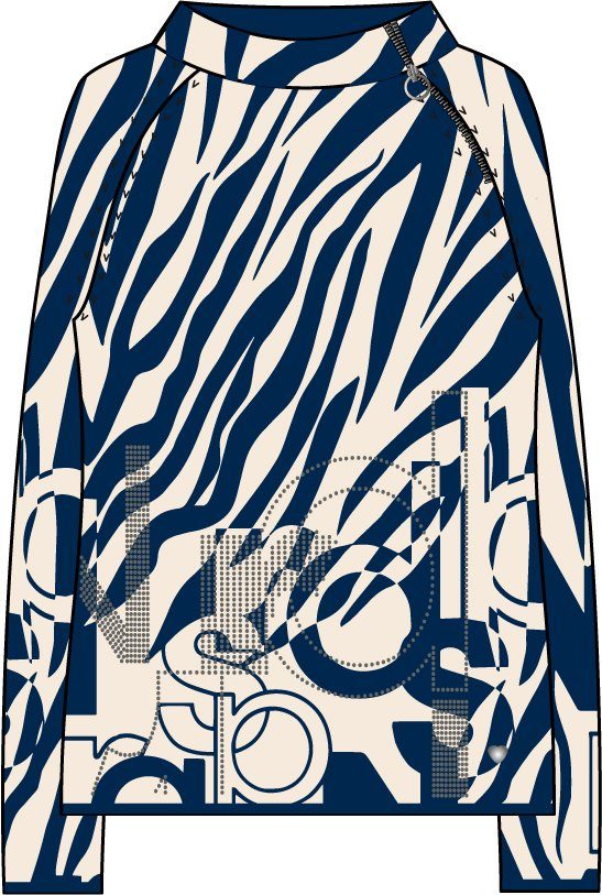 Rabe Trui met staande kraag met abstract allover-ontwerp