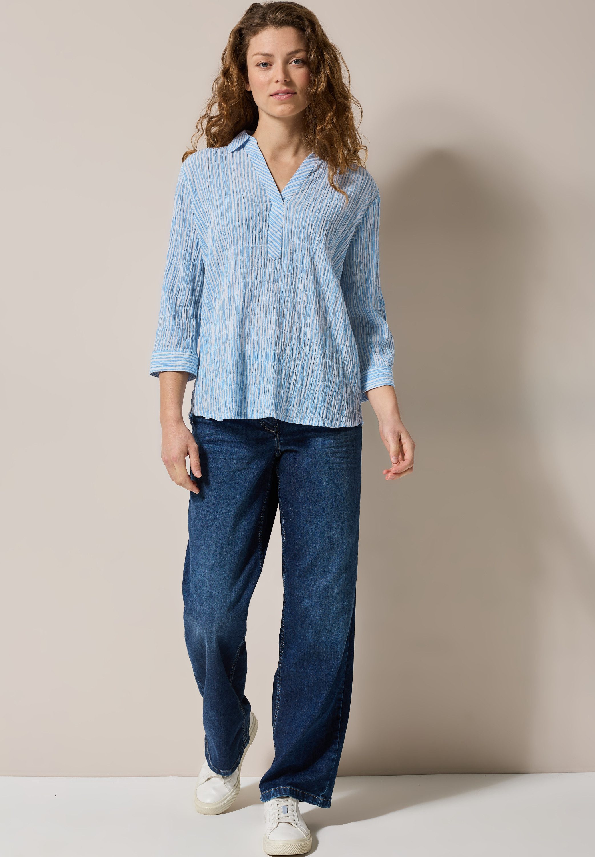 Cecil Klassieke blouse met gestreept seersucker patroon