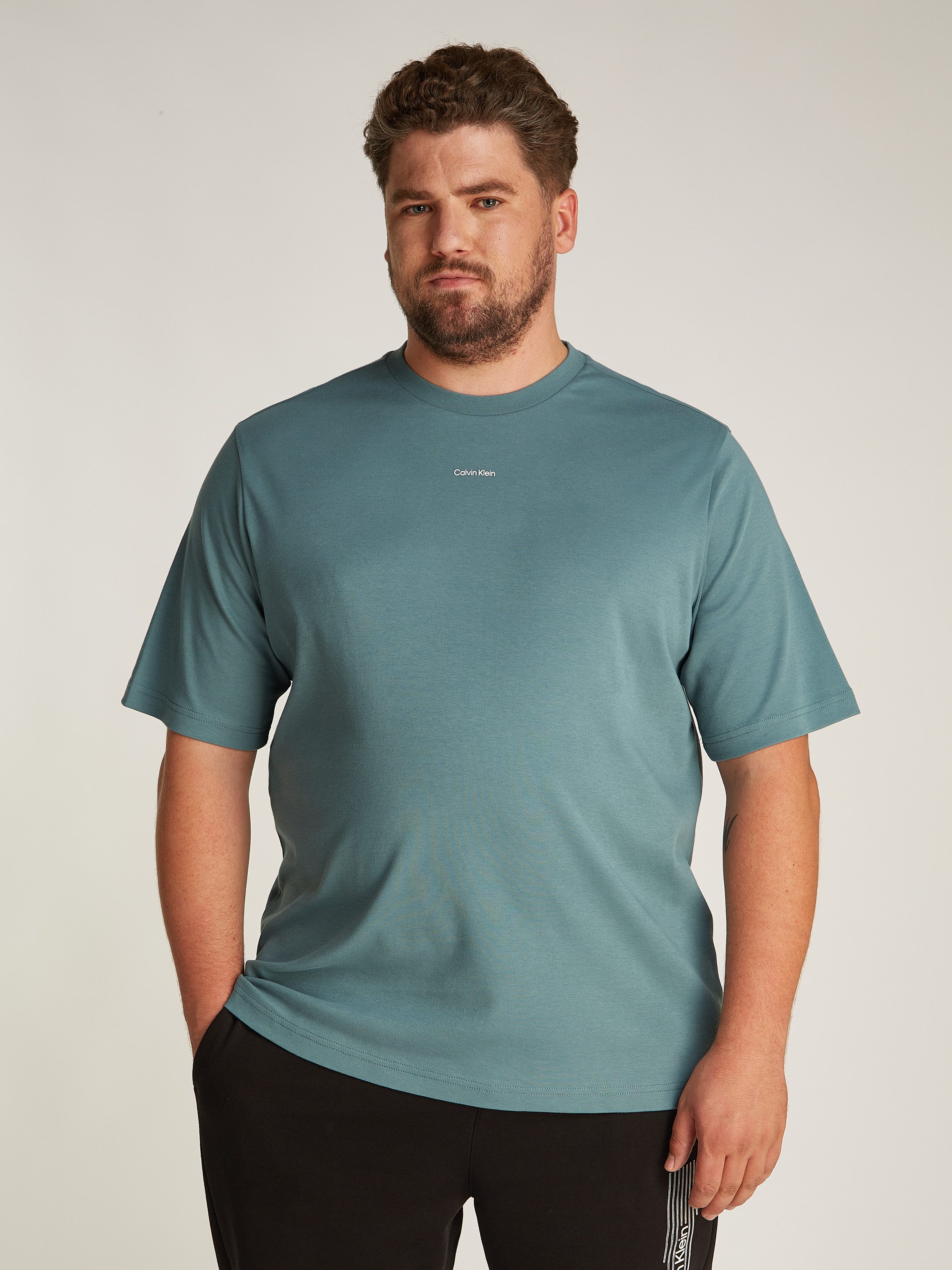 Calvin Klein T-shirt BT_NANO LOGO INTERLOCK T-SHIRT in grote maten met logo-opschrift heren t-shirts maat 4XL blauw