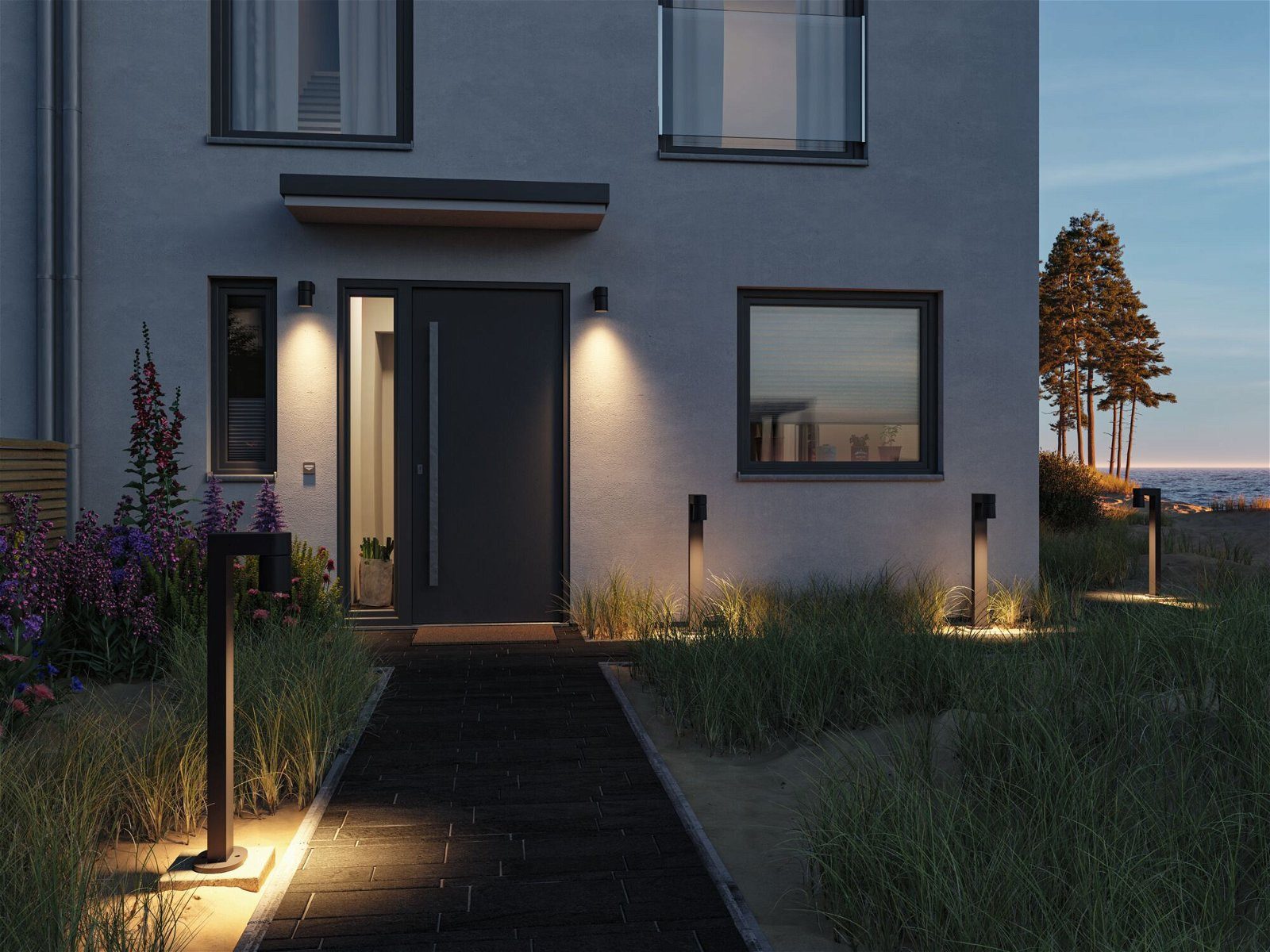 Paulmann Led-bolderlamp Kimu IP44 822mm 3000K 8W 500lm 230V 70° Antraciet Aluminium (1 stuk)